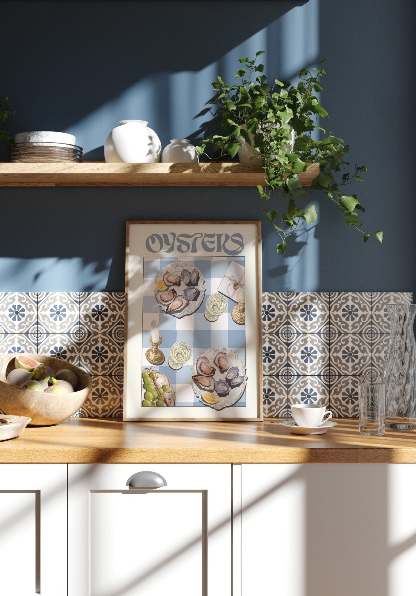Oysters Poster – Playful Seafood Kitchen Wall Art Print (Digital & Printed Options) - Evergreen Posters