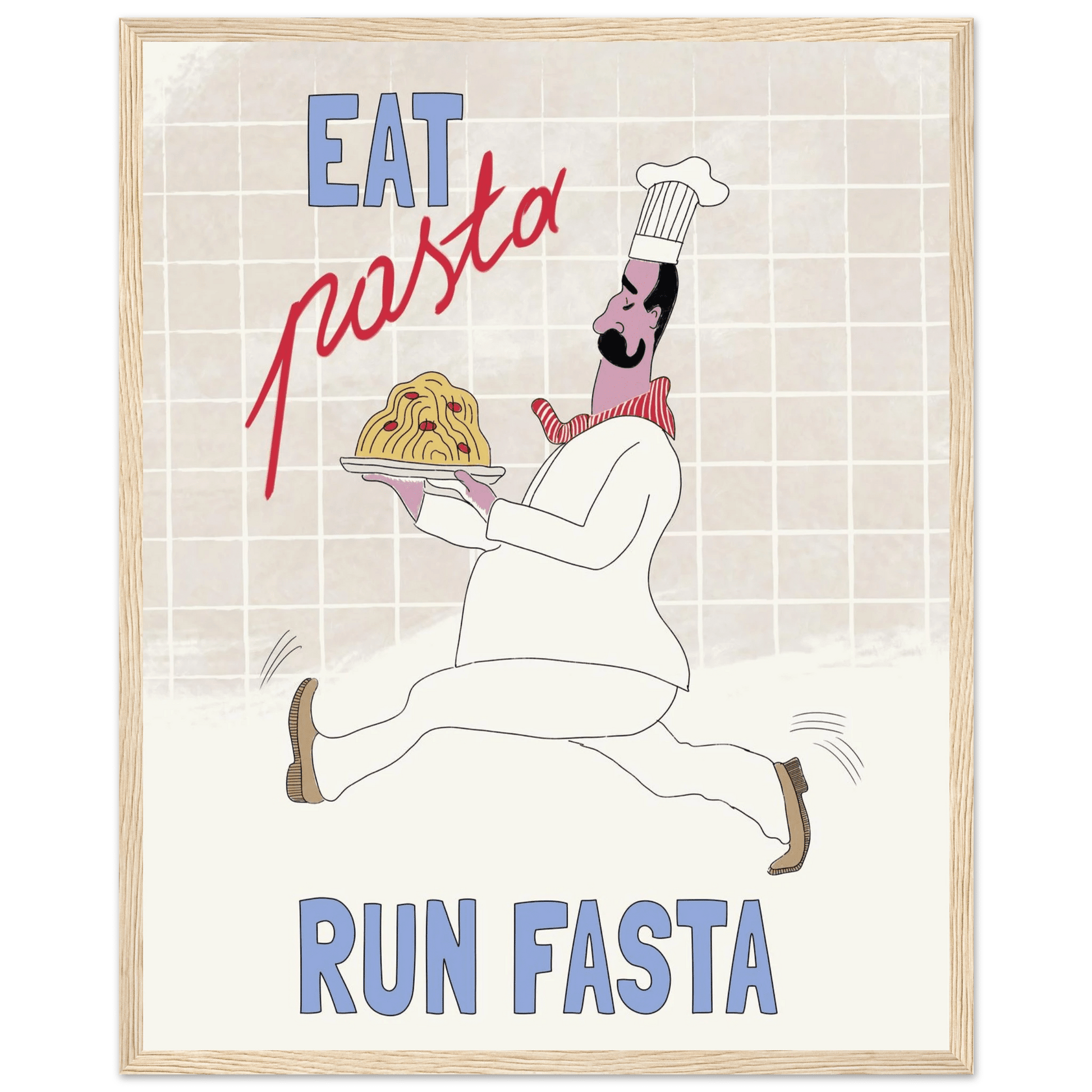 Eat Pasta Run Fasta Poster – Fun Kitchen Wall Art Print (Digital & Printed Options) - Evergreen Posters