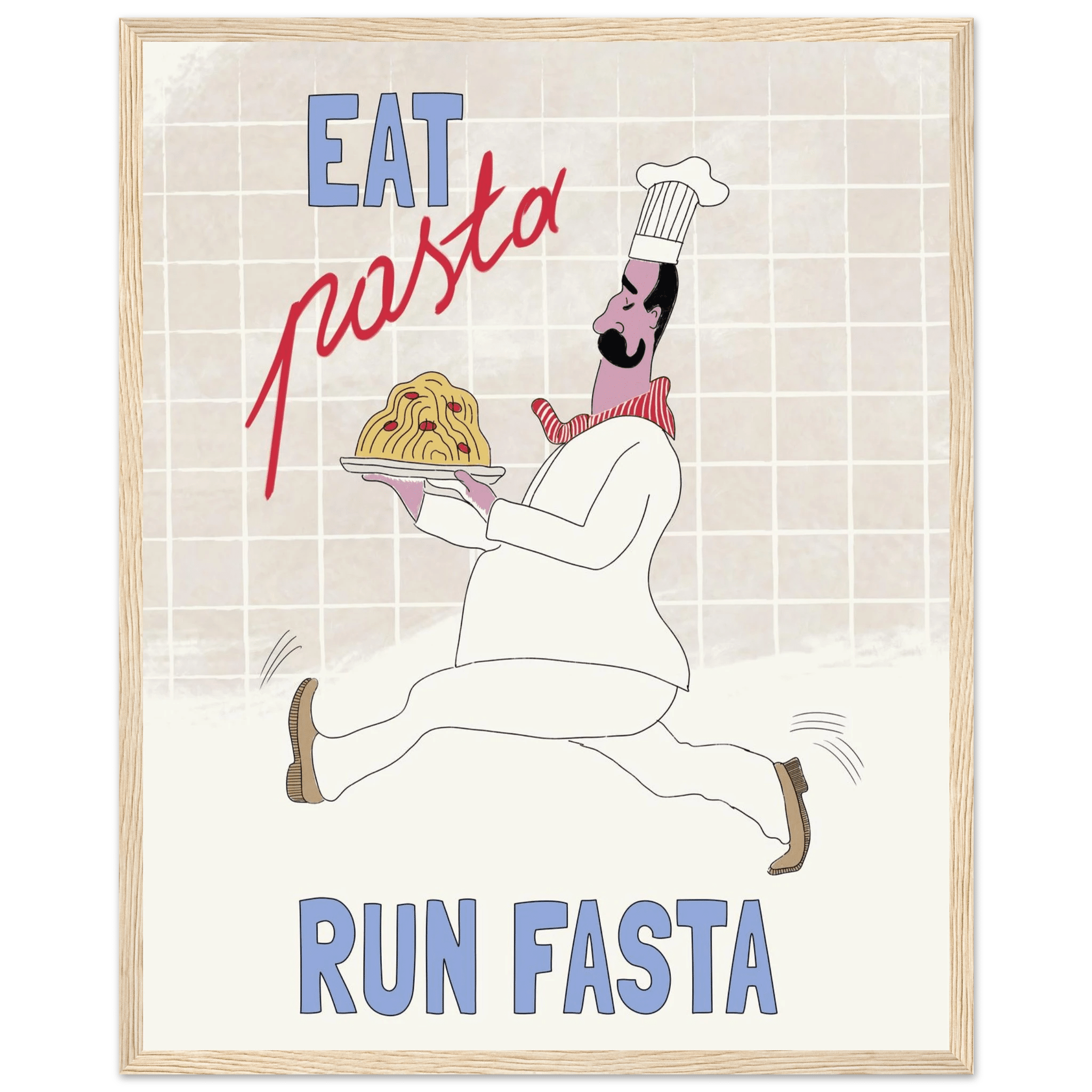 Eat Pasta Run Fasta Poster – Fun Kitchen Wall Art Print (Digital & Printed Options) - Evergreen Posters