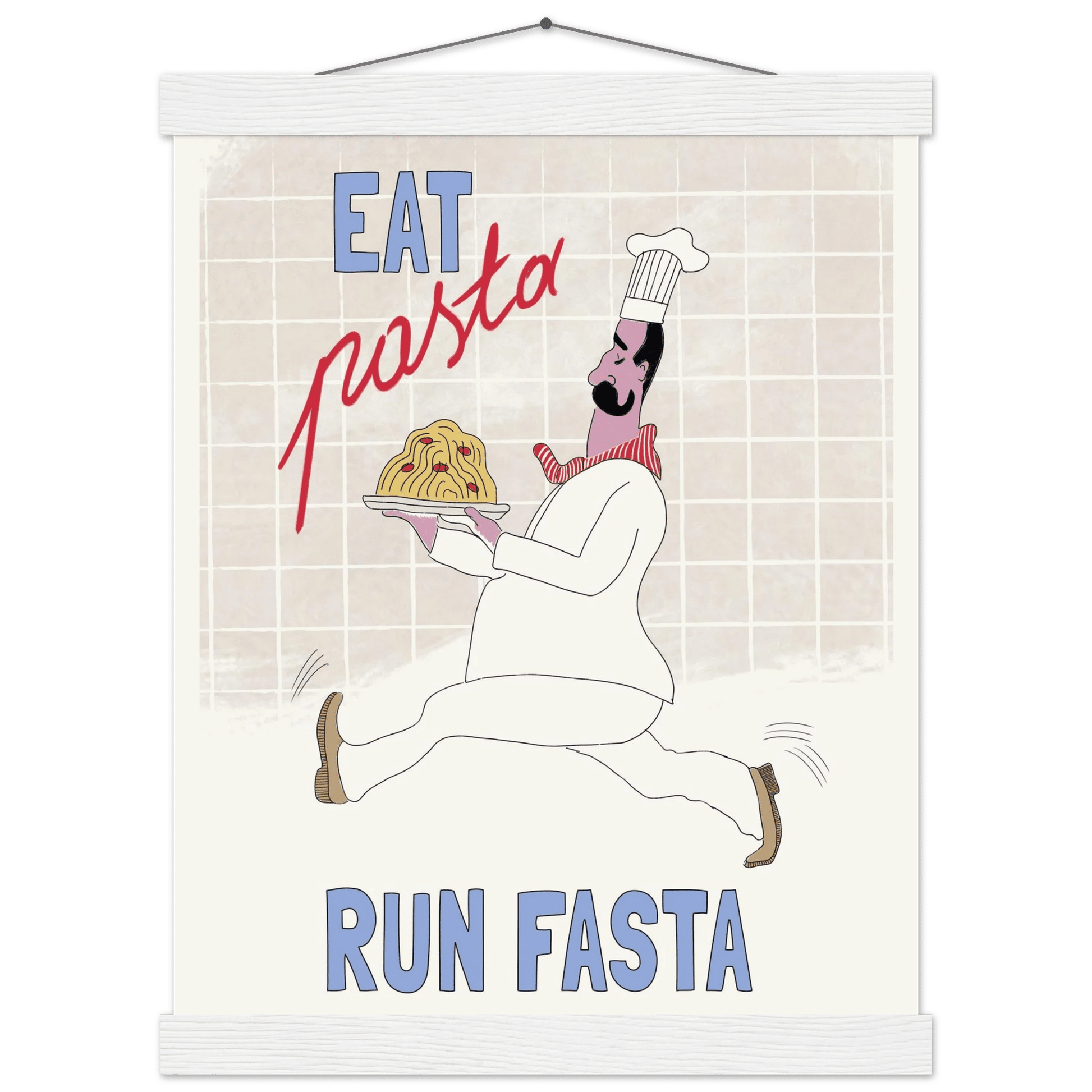 Eat Pasta Run Fasta Poster – Fun Kitchen Wall Art Print (Digital & Printed Options) - Evergreen Posters