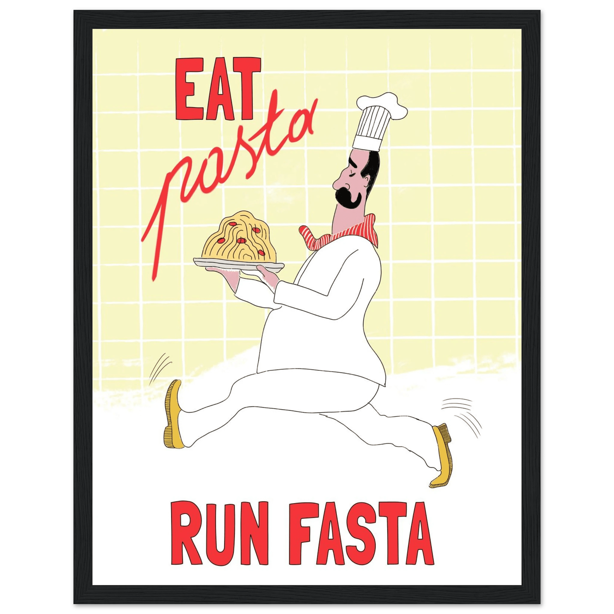 Eat Pasta Run Fasta Poster – Playful Kitchen Wall Art Print (Digital & Printed Options) - Evergreen Posters