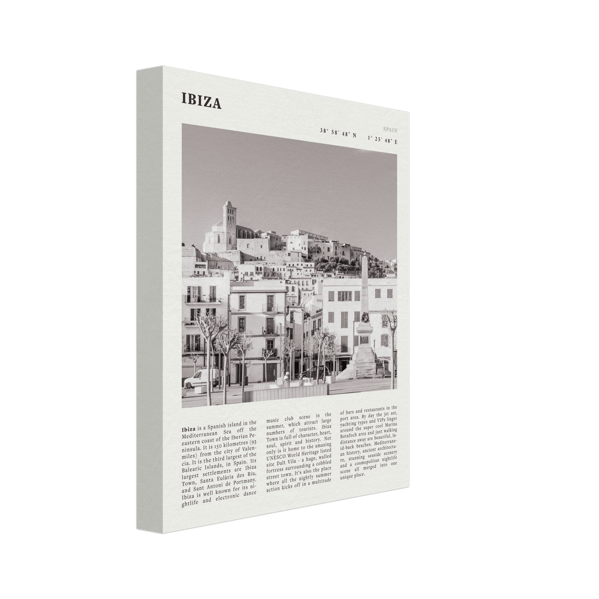Ibiza Poster | Black & White Spanish Island Wall Art | Spain Travel Print - Evergreen Posters
