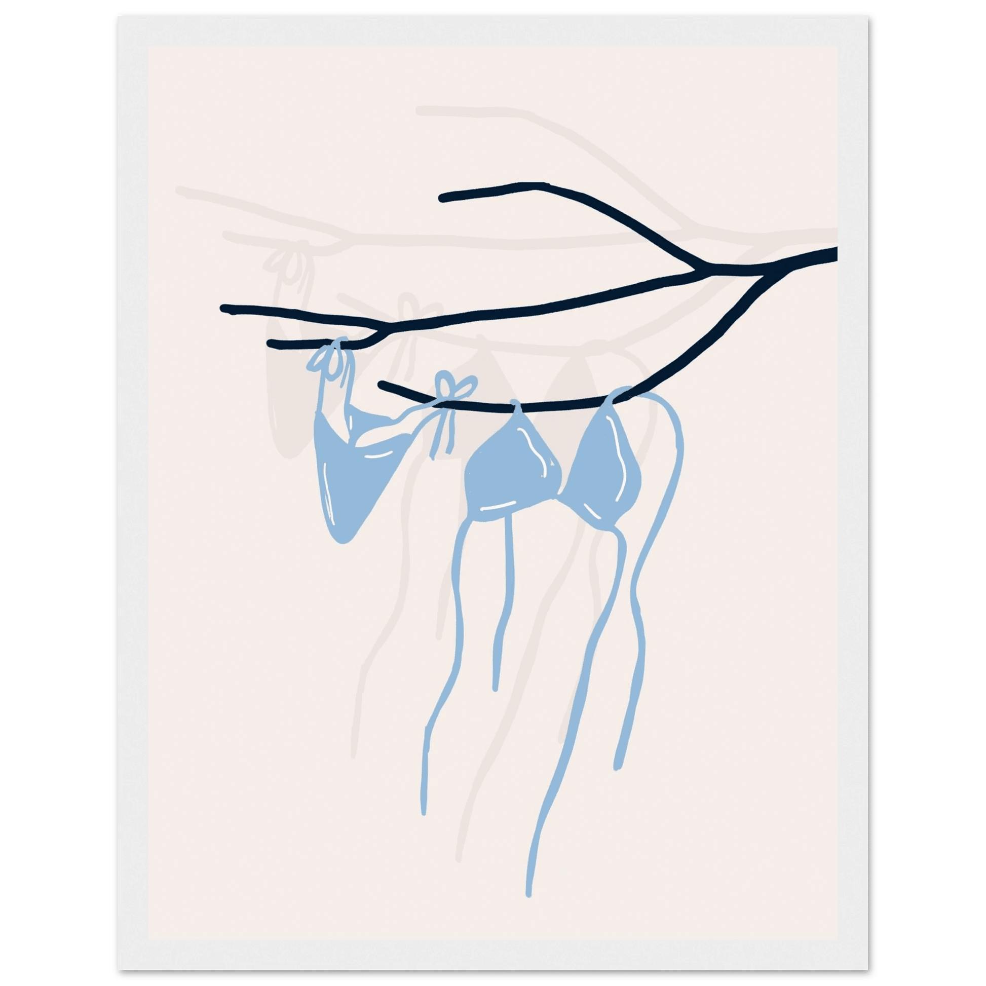 Coastal Bikini Line Art Poster – Minimalist Beach Wall Art Print - Evergreen Posters