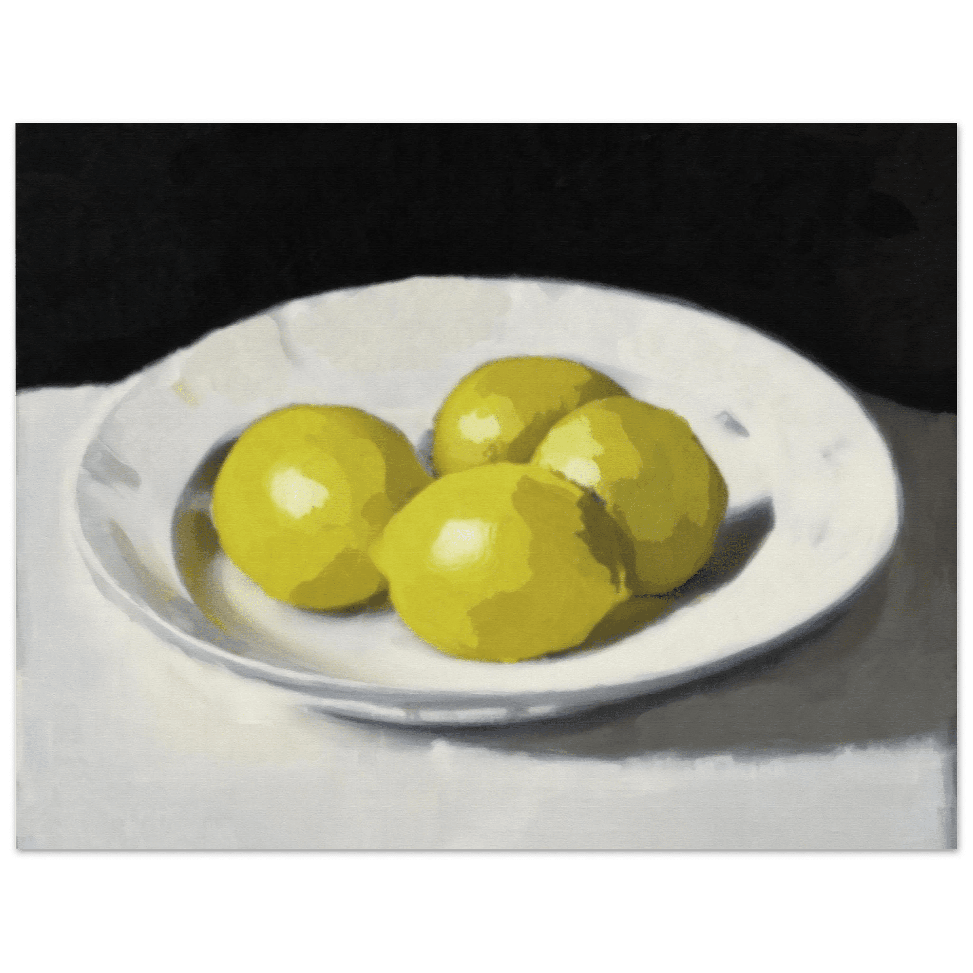 Lemons Print | Three Lemons Oil Painting Wall Art | Kitchen Still Life Poster - Evergreen Posters