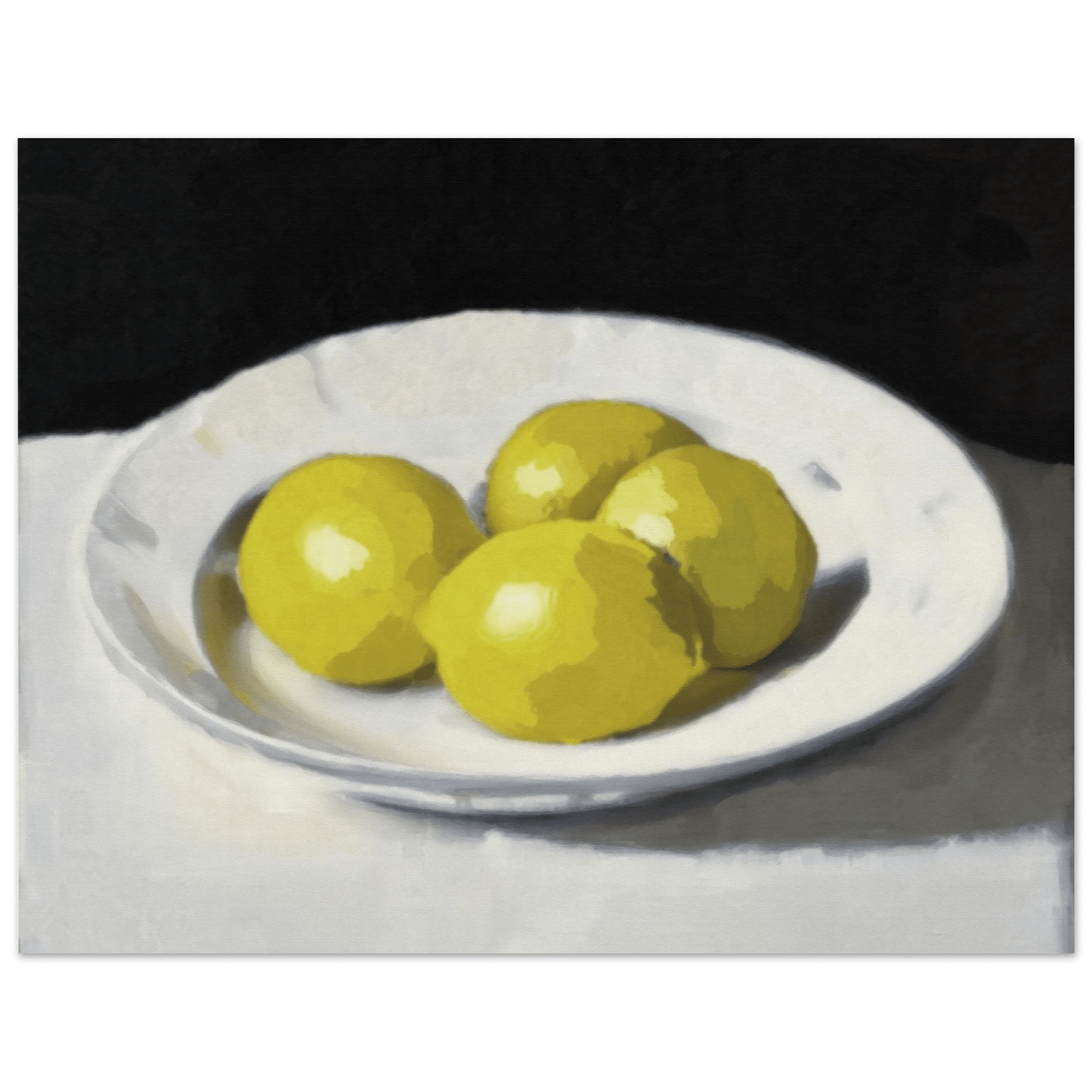 Lemons Print | Three Lemons Oil Painting Wall Art | Kitchen Still Life Poster - Evergreen Posters