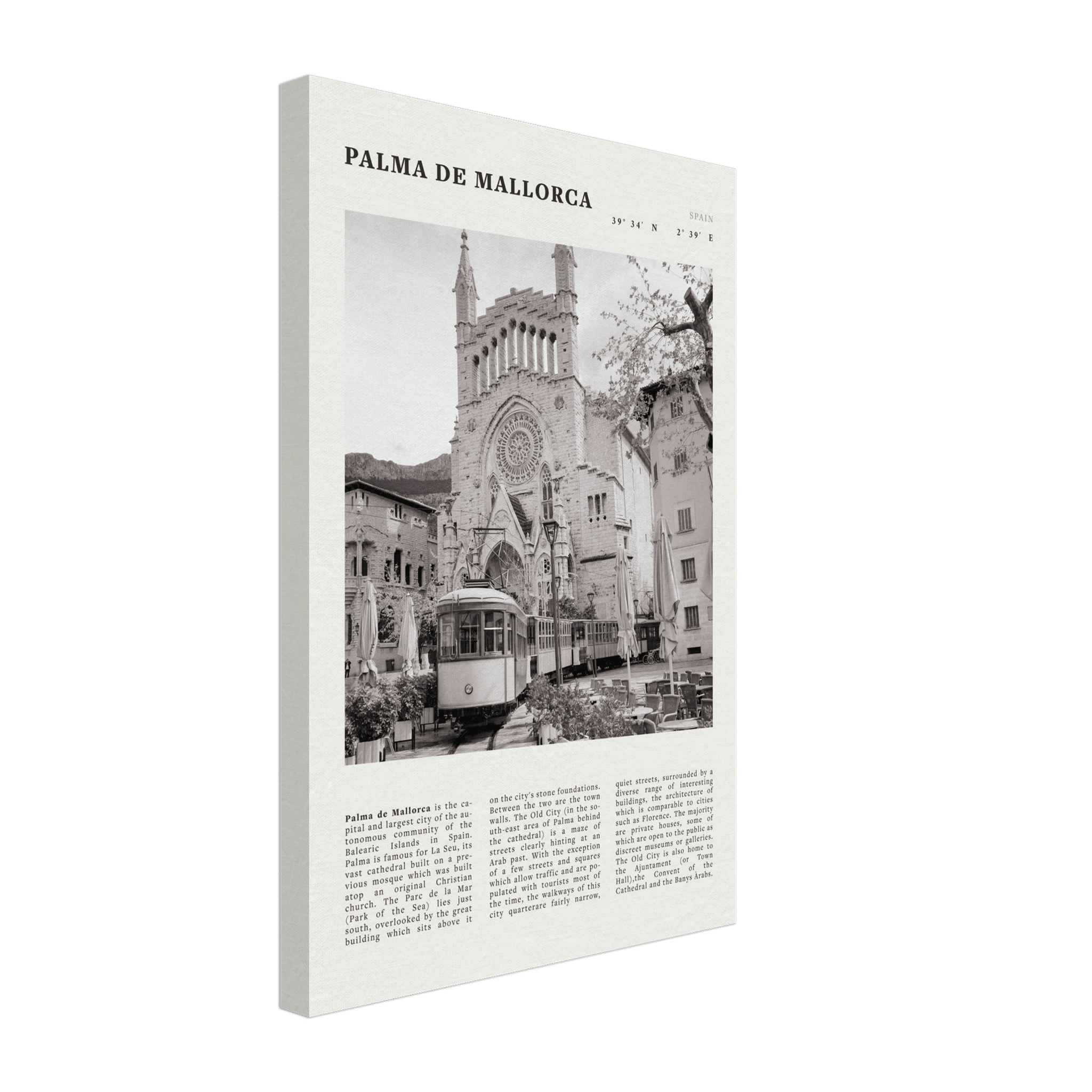 Palma de Mallorca Poster | Black & White Spain Wall Art | Travel Print | Mediterranean Decor - Evergreen Posters