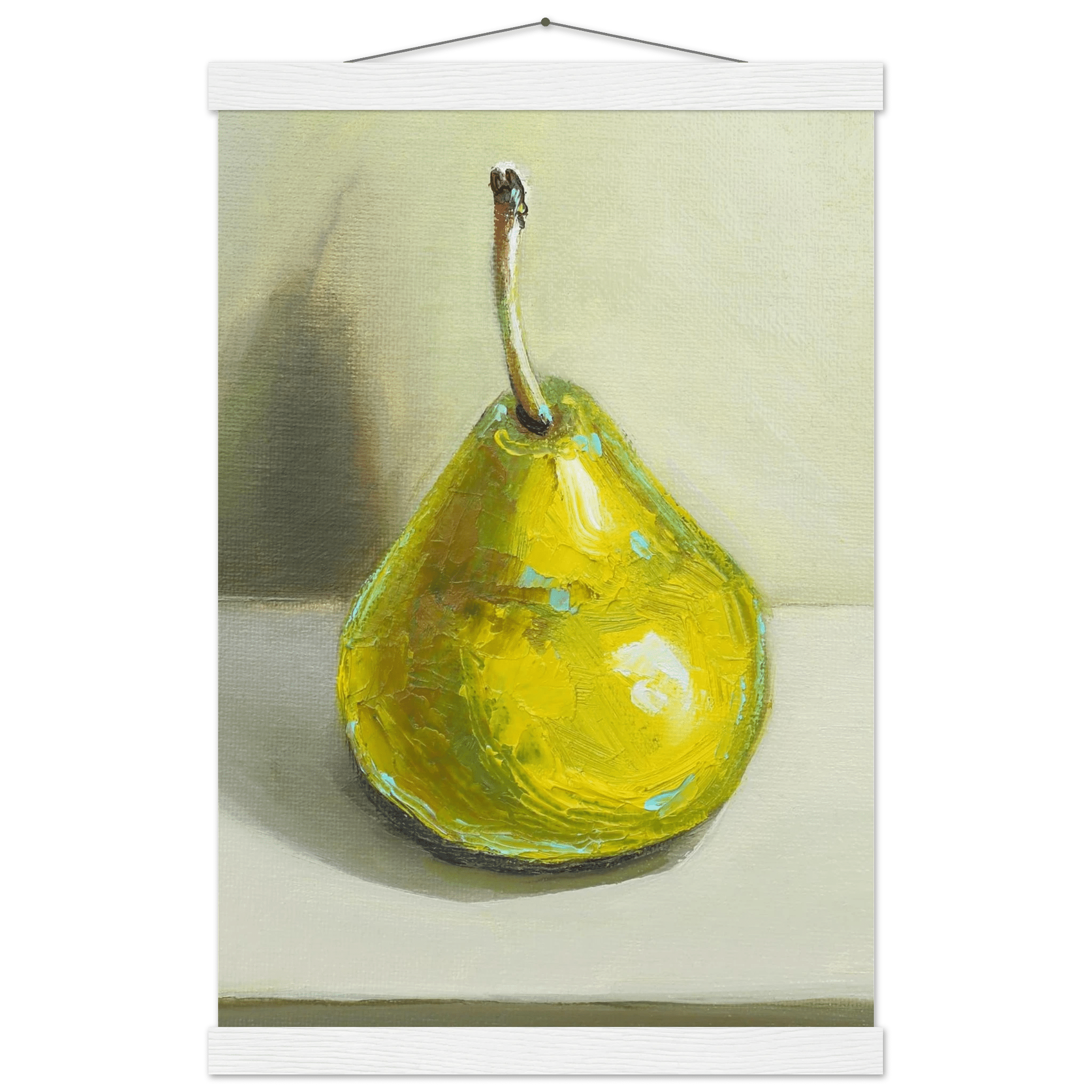 Pear Print | Green Pear Oil Painting Wall Art | Kitchen Poster - Evergreen Posters