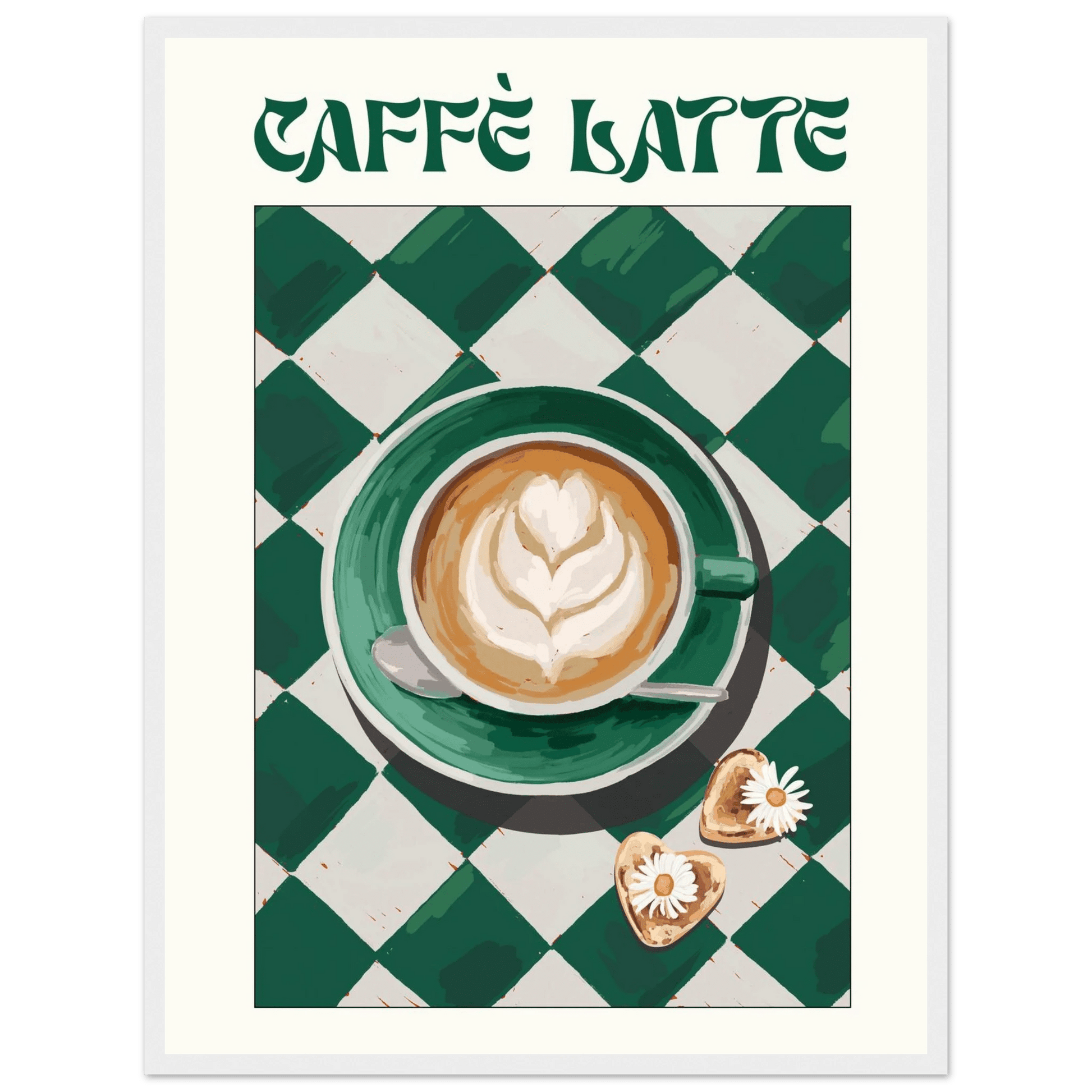 Caffè Latte Poster – Playful Coffee Kitchen Wall Art Print (Digital & Printed Options) - Evergreen Posters