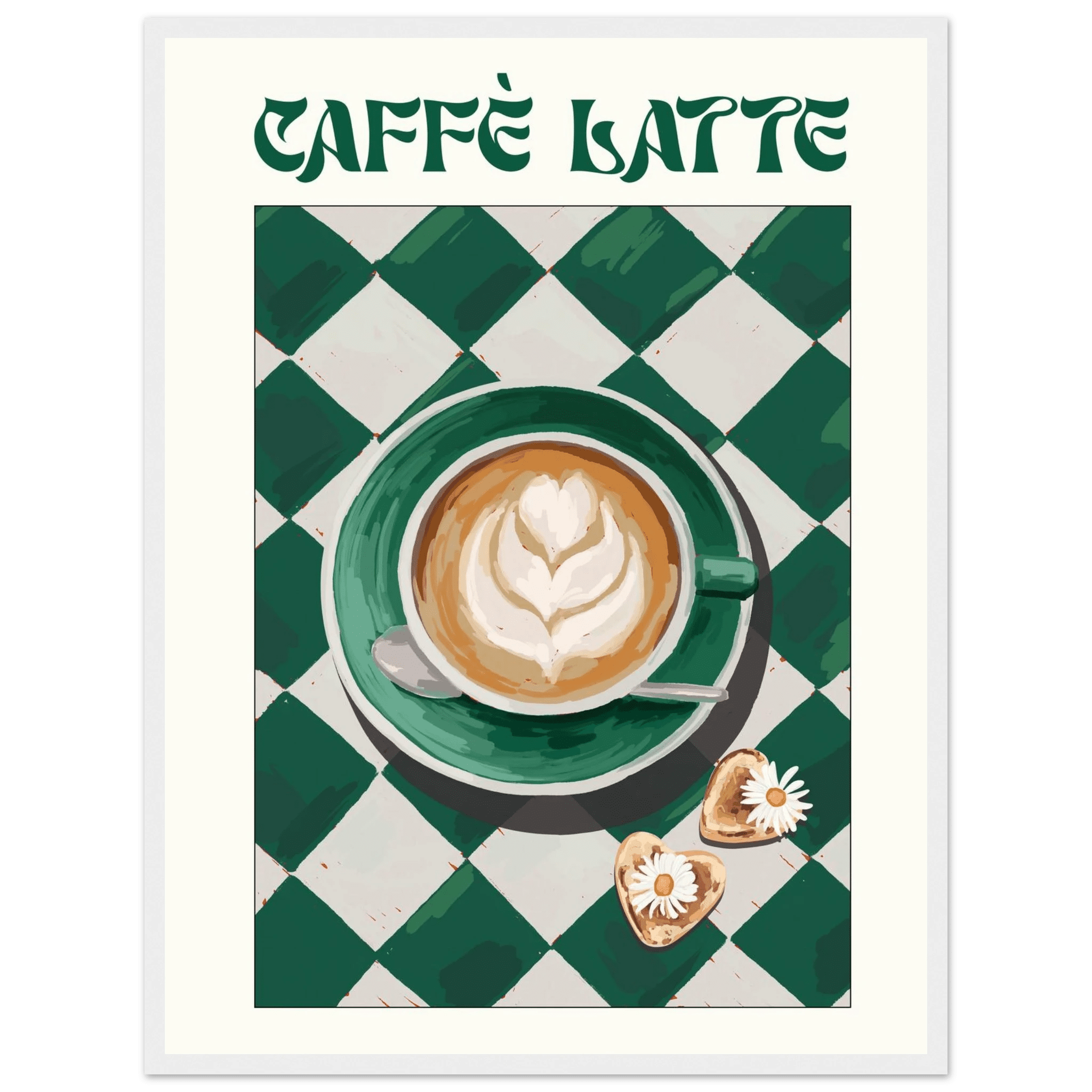 Caffè Latte Poster – Playful Coffee Kitchen Wall Art Print (Digital & Printed Options) - Evergreen Posters