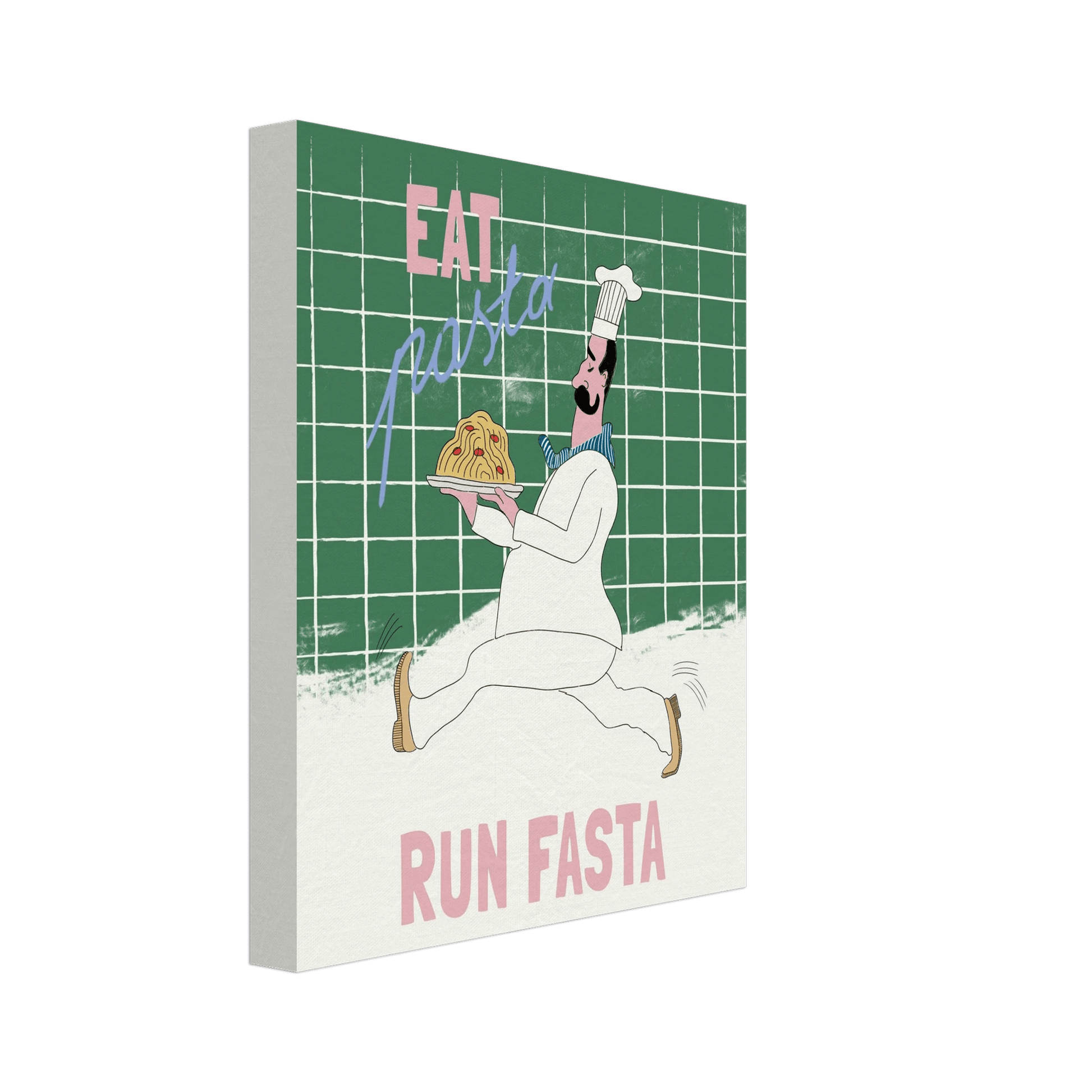 Eat Pasta Run Fasta Poster – Playful Kitchen Wall Art Print (Green Edition) - Evergreen Posters