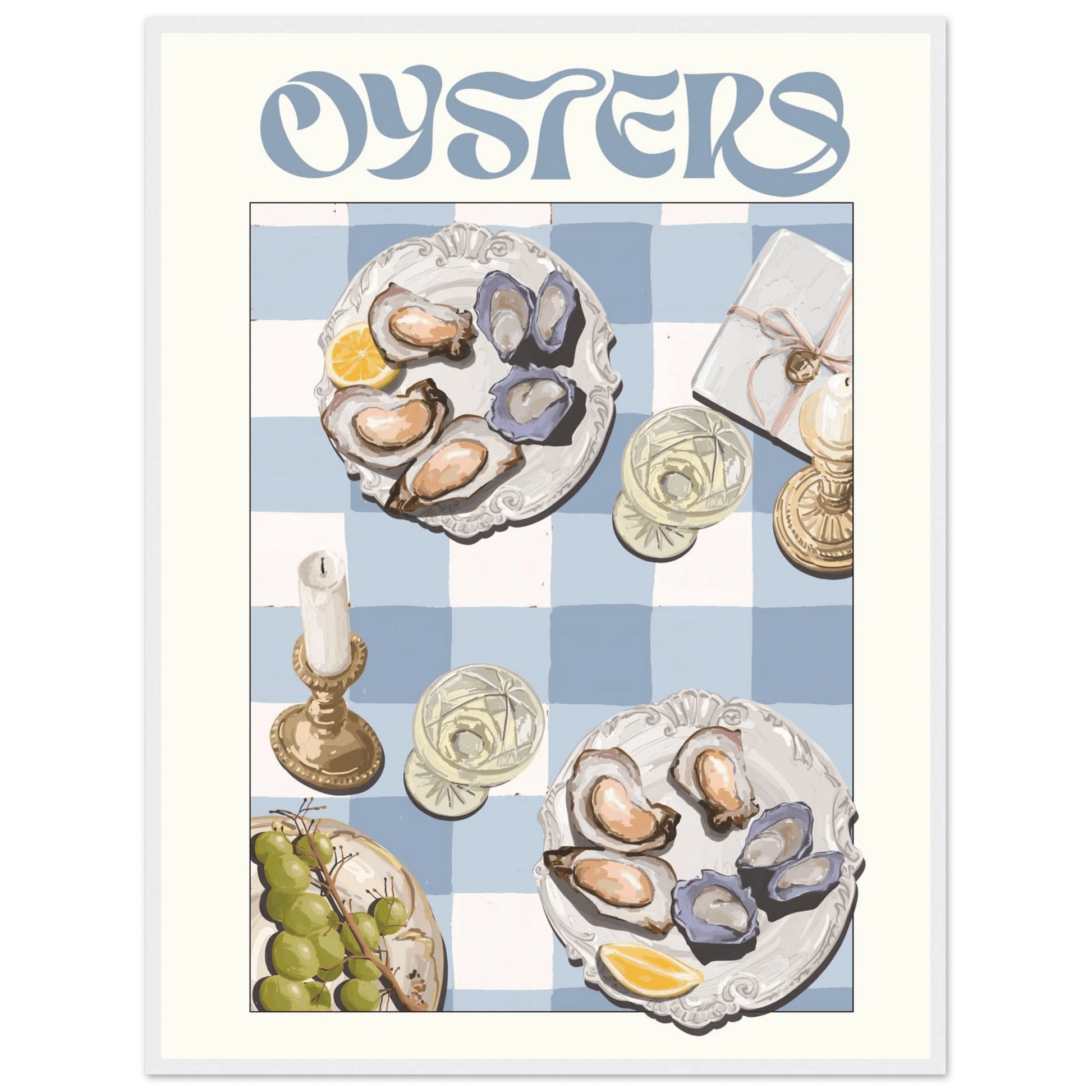 Oysters Poster – Playful Seafood Kitchen Wall Art Print (Digital & Printed Options) - Evergreen Posters