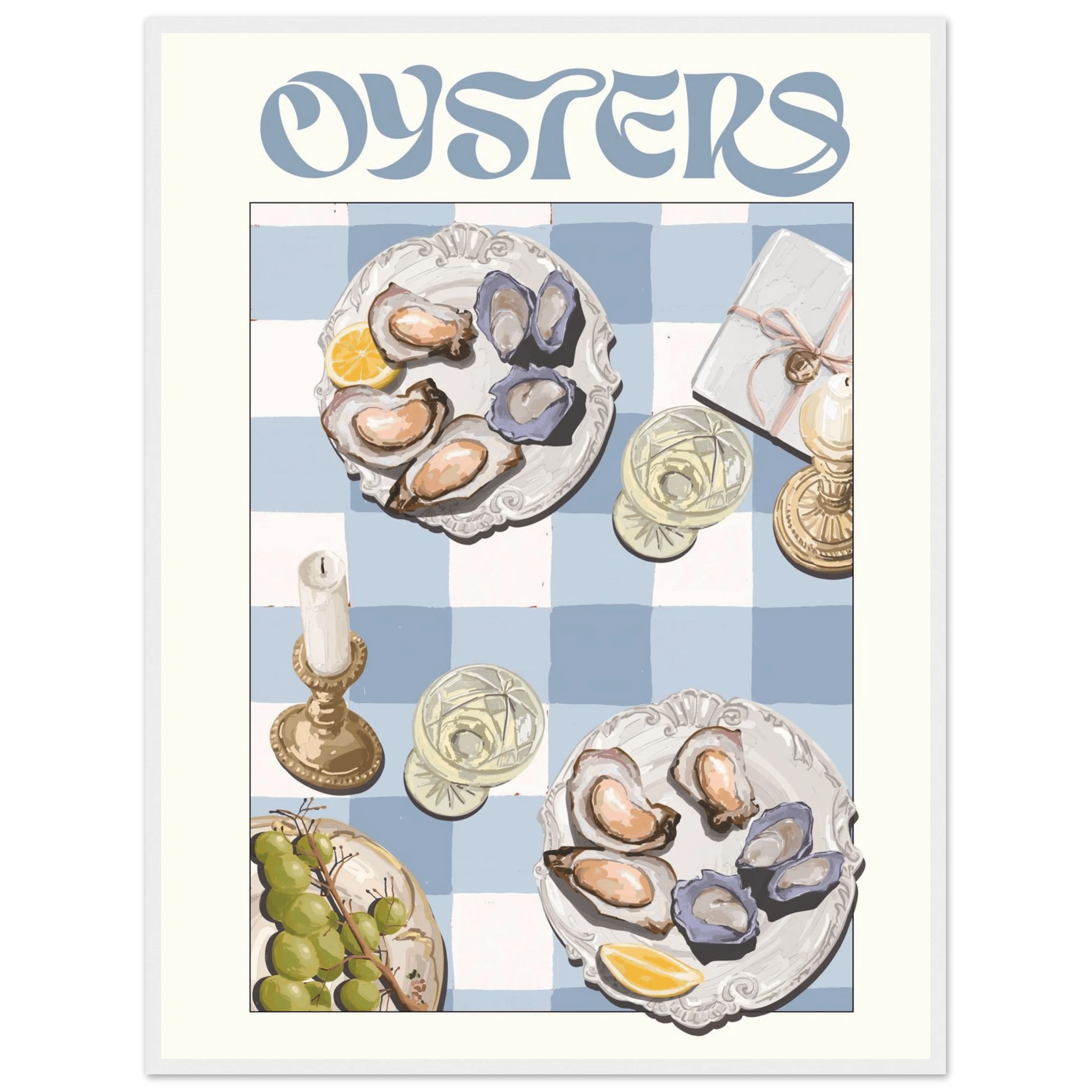 Oysters Poster – Playful Seafood Kitchen Wall Art Print (Digital & Printed Options) - Evergreen Posters
