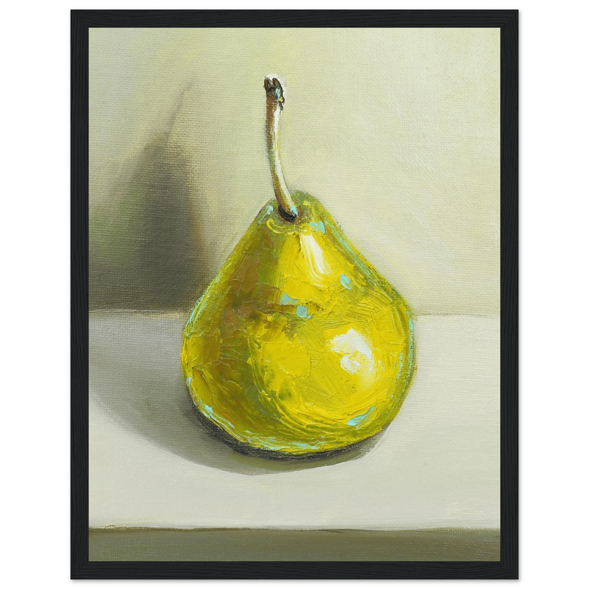 Pear Print | Green Pear Oil Painting Wall Art | Kitchen Poster - Evergreen Posters