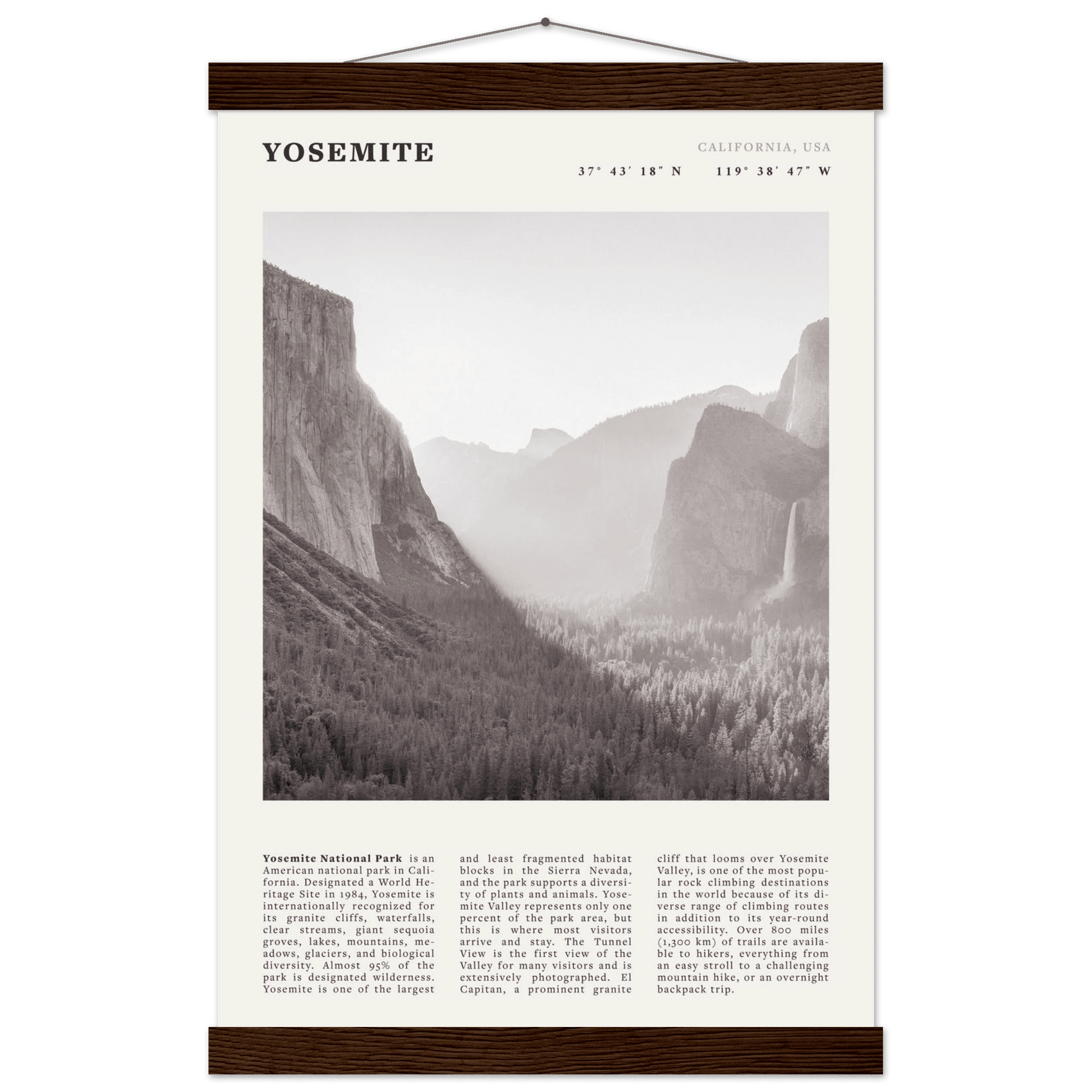 Yosemite Poster | Black & White National Park Wall Art | California Nature Print - Evergreen Posters