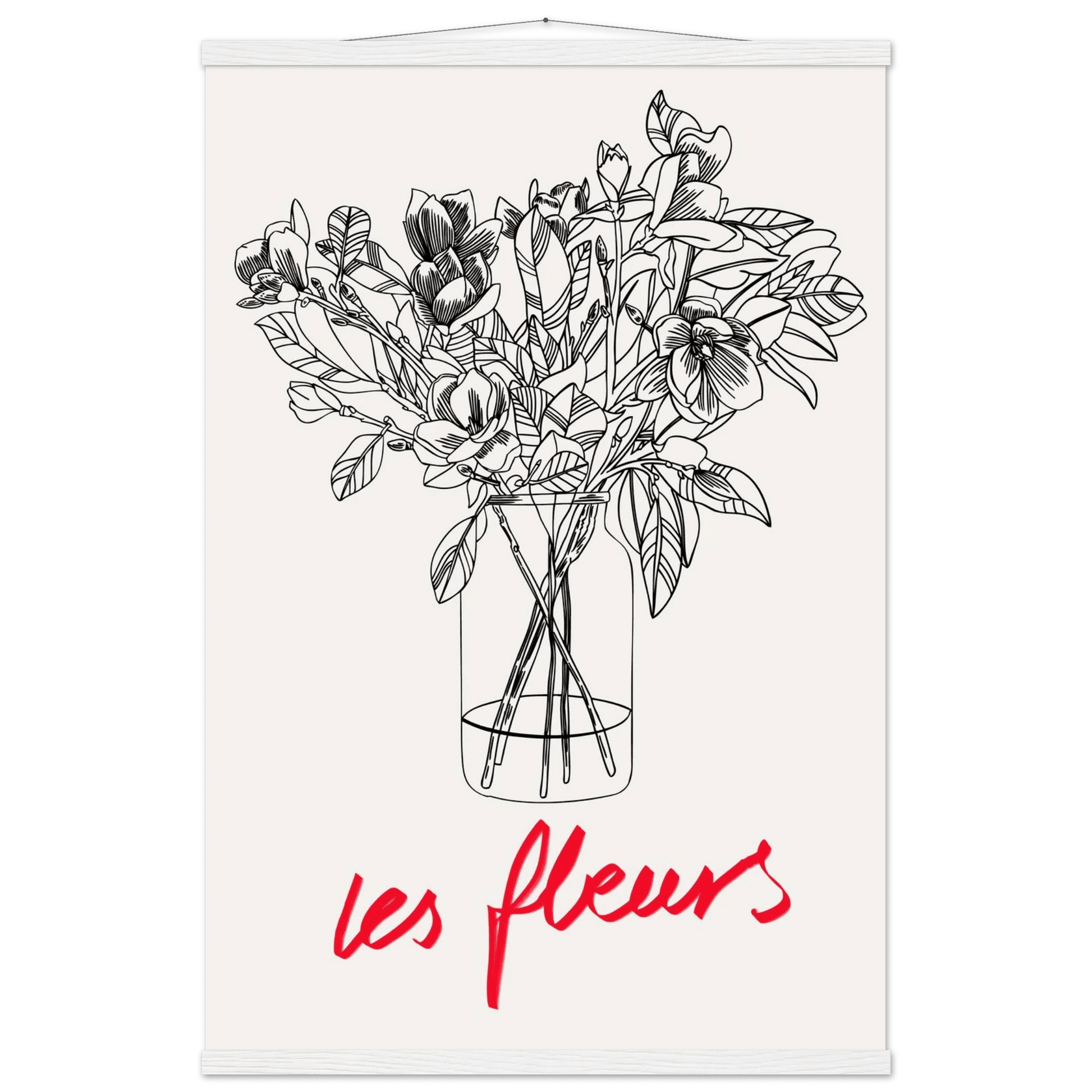 Les Fleurs Botanical Poster | French Flower Line Art Print | Minimalist Floral Wall Decor - Evergreen Posters