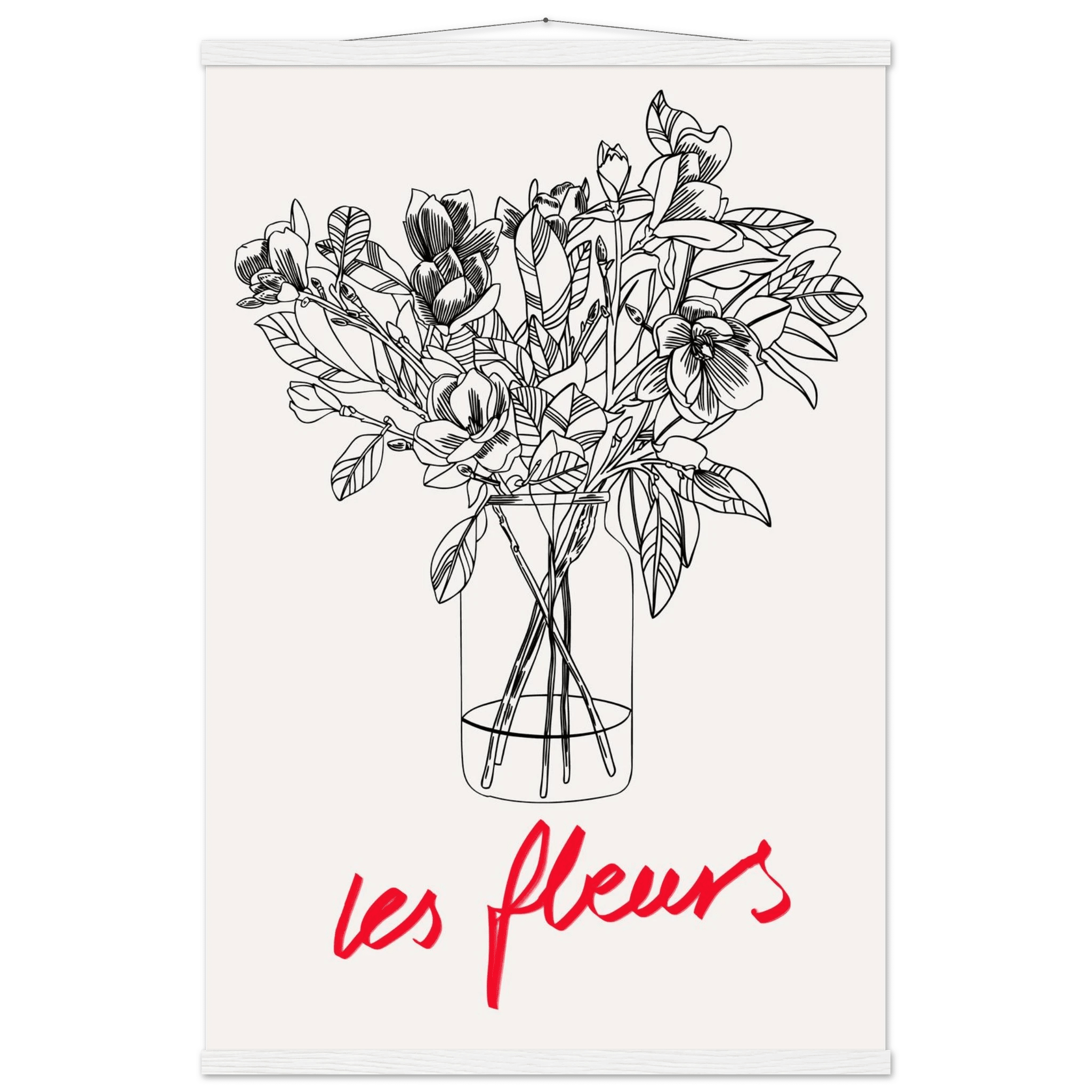 Les Fleurs Botanical Poster | French Flower Line Art Print | Minimalist Floral Wall Decor - Evergreen Posters
