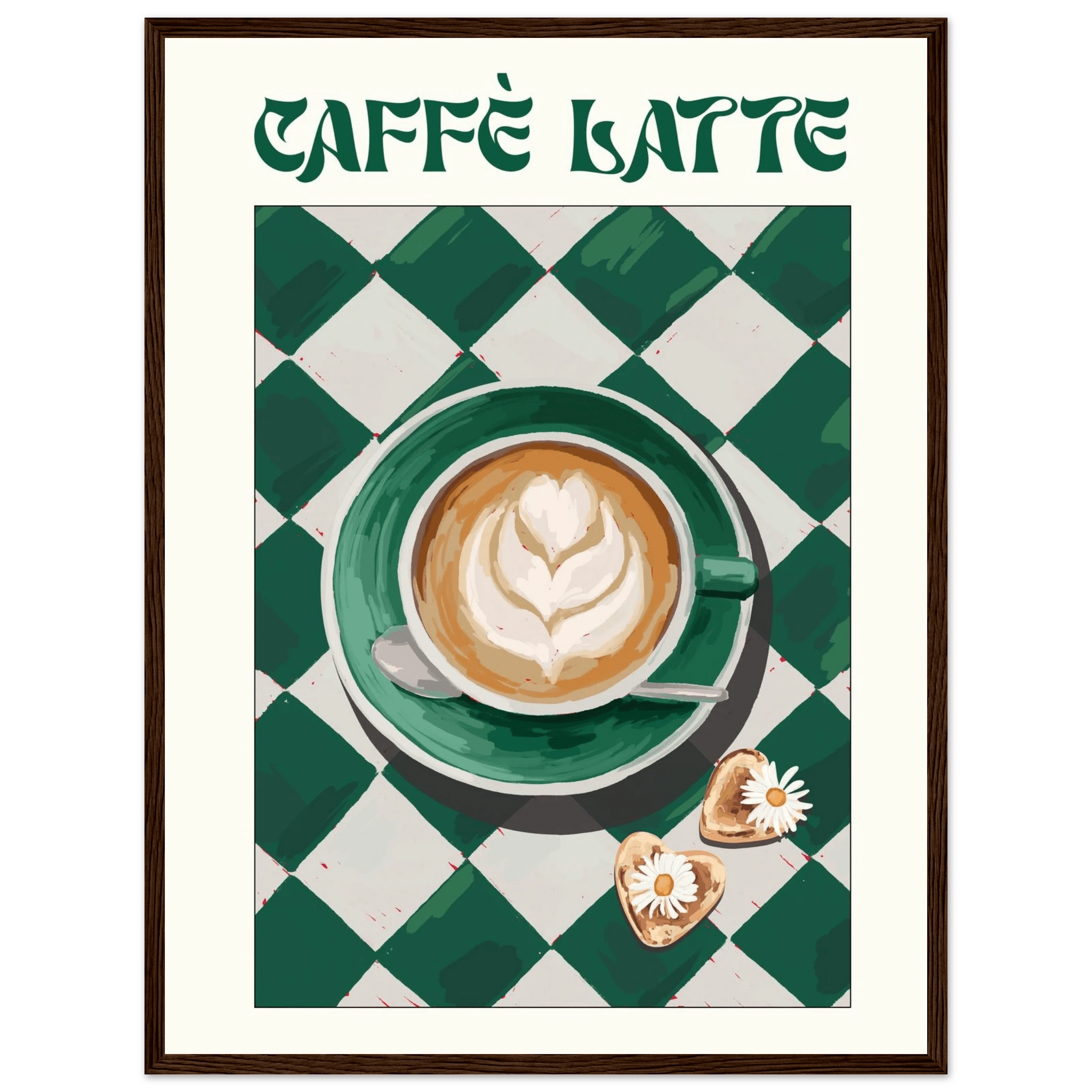 Caffè Latte Poster – Playful Coffee Kitchen Wall Art Print (Digital & Printed Options) - Evergreen Posters