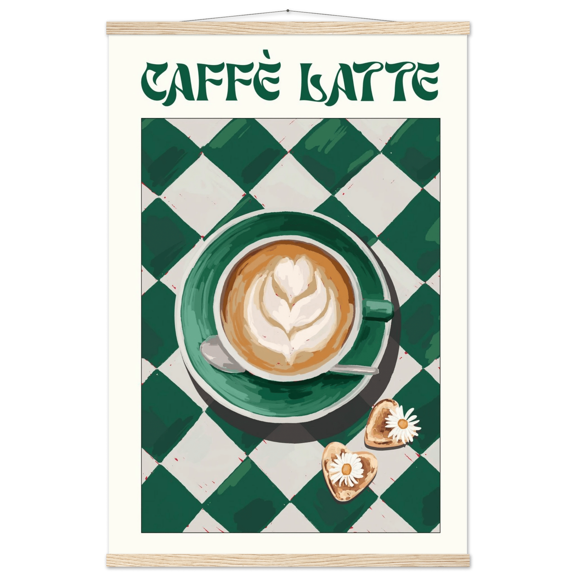 Caffè Latte Poster – Playful Coffee Kitchen Wall Art Print (Digital & Printed Options) - Evergreen Posters
