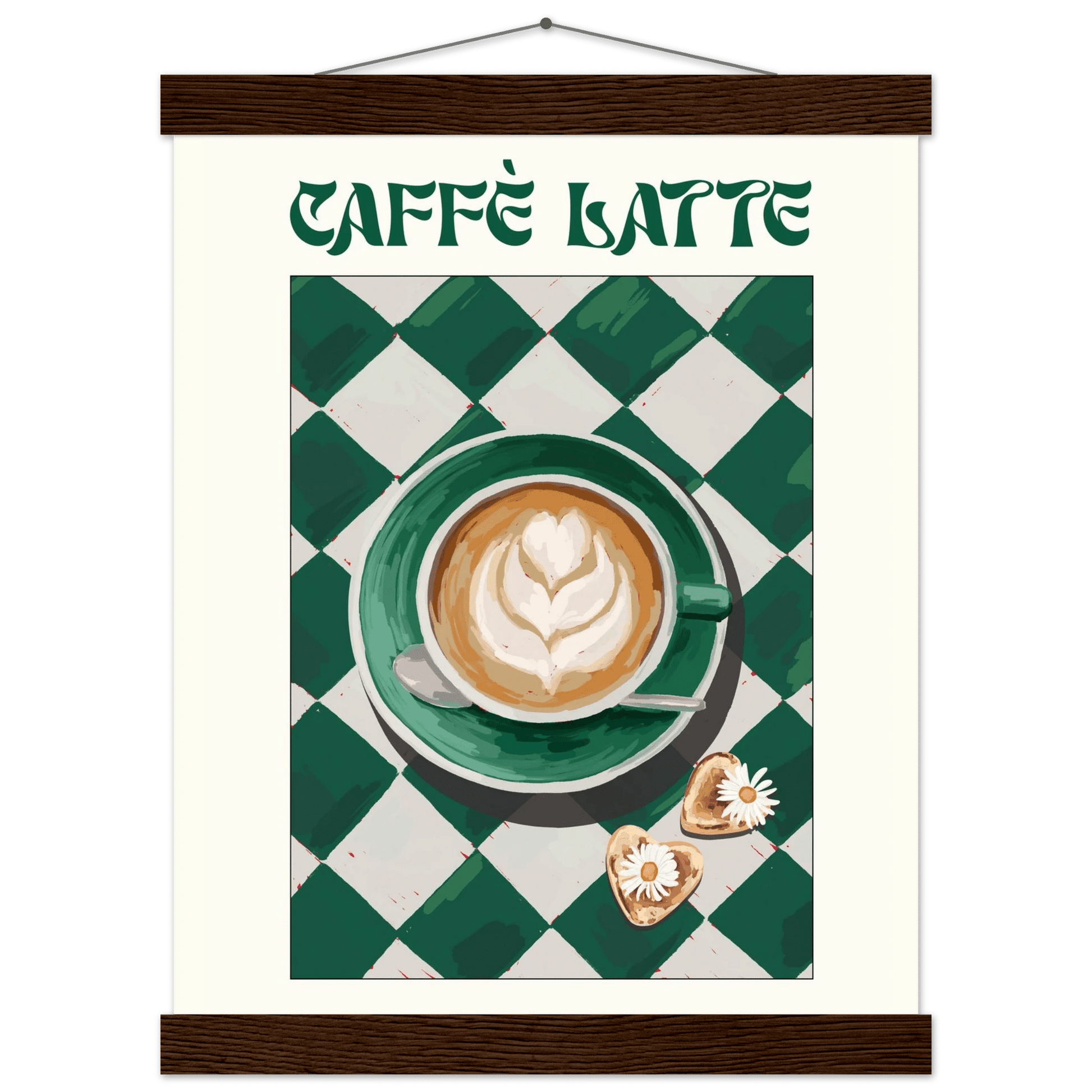 Caffè Latte Poster – Playful Coffee Kitchen Wall Art Print (Digital & Printed Options) - Evergreen Posters