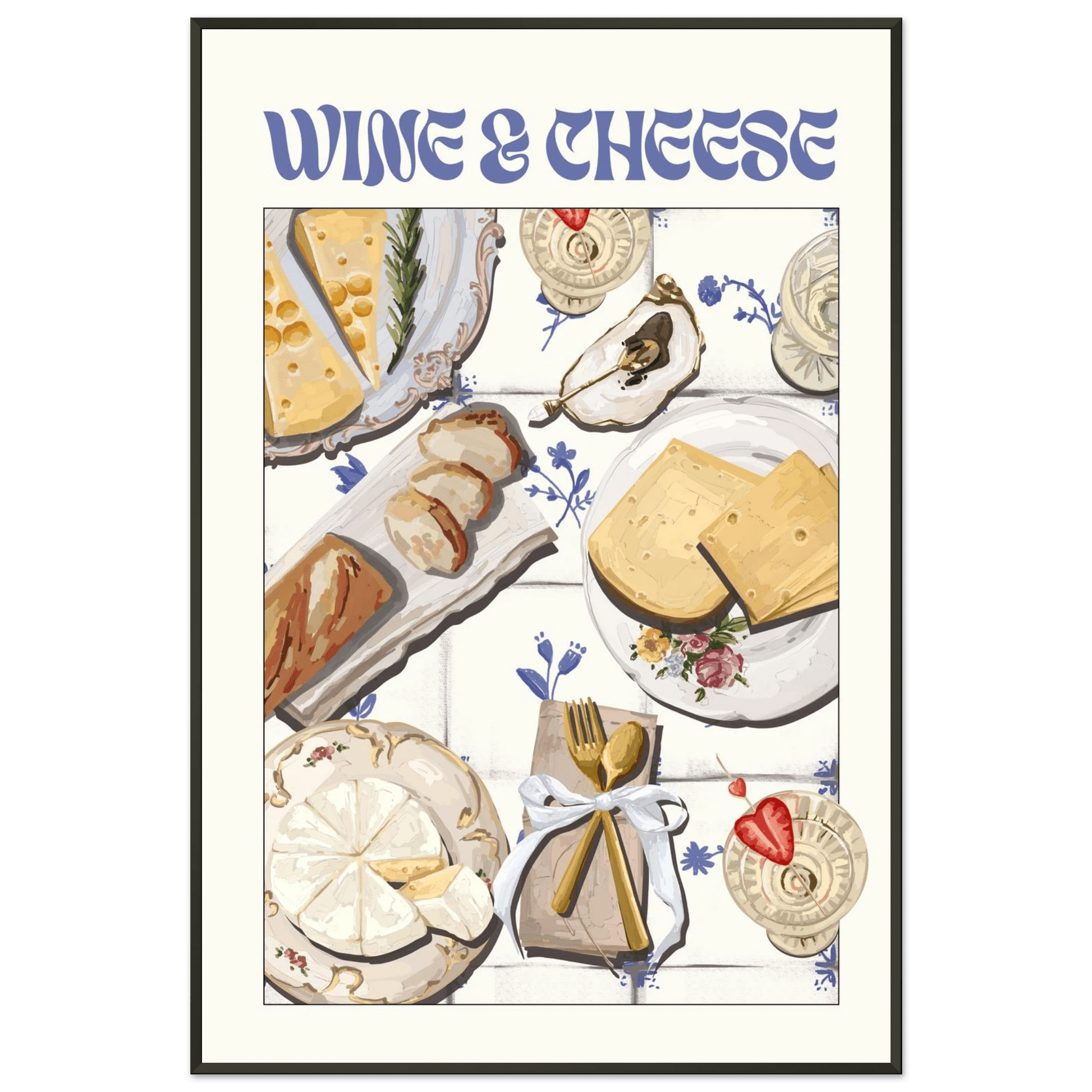 Wine & Cheese Poster – Elegant Kitchen & Dining Wall Art Print (Digital & Printed Options) - Evergreen Posters