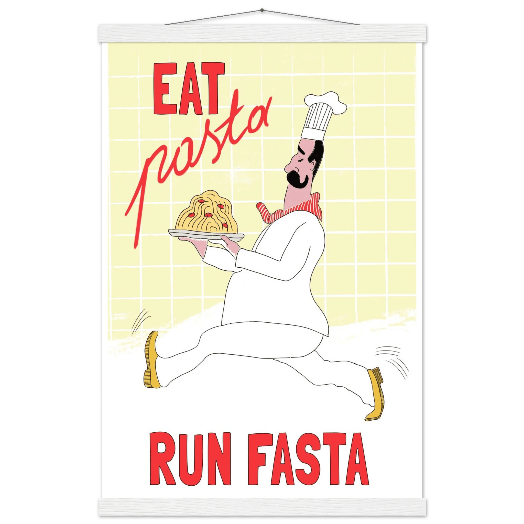Eat Pasta Run Fasta Poster – Playful Kitchen Wall Art Print (Digital & Printed Options) - Evergreen Posters
