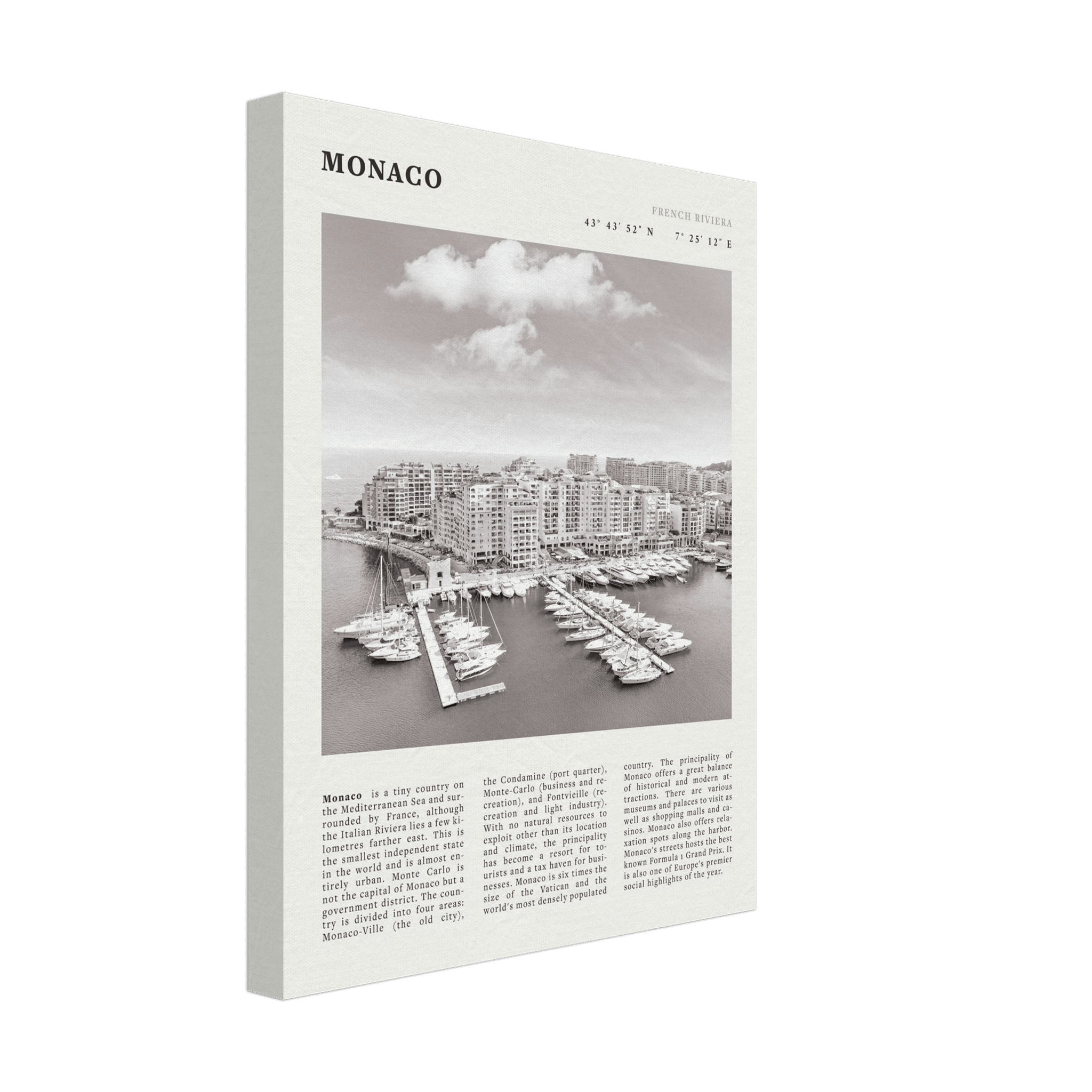 Monaco Poster Black and White – Vintage Monte Carlo Harbor Print (Digital & Printed Options) - Evergreen Posters