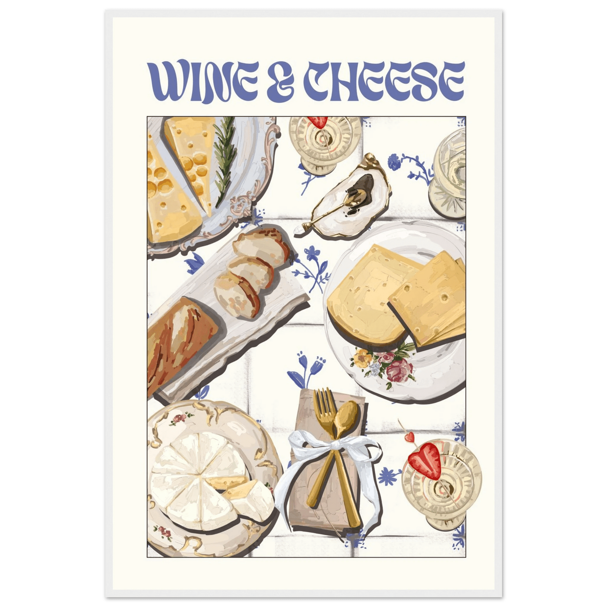 Wine & Cheese Poster – Elegant Kitchen & Dining Wall Art Print (Digital & Printed Options) - Evergreen Posters