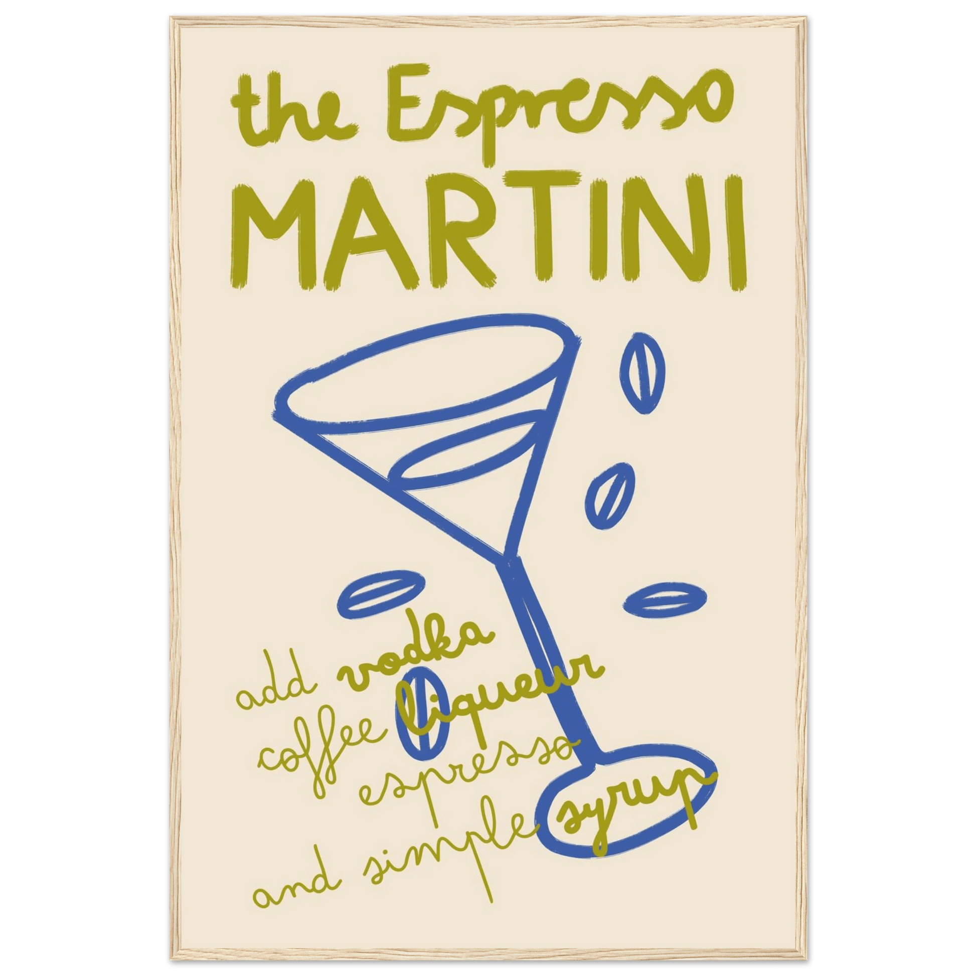 Espresso Martini Print | Cocktail Recipe Wall Art | Kitchen Bar Poster - Evergreen Posters