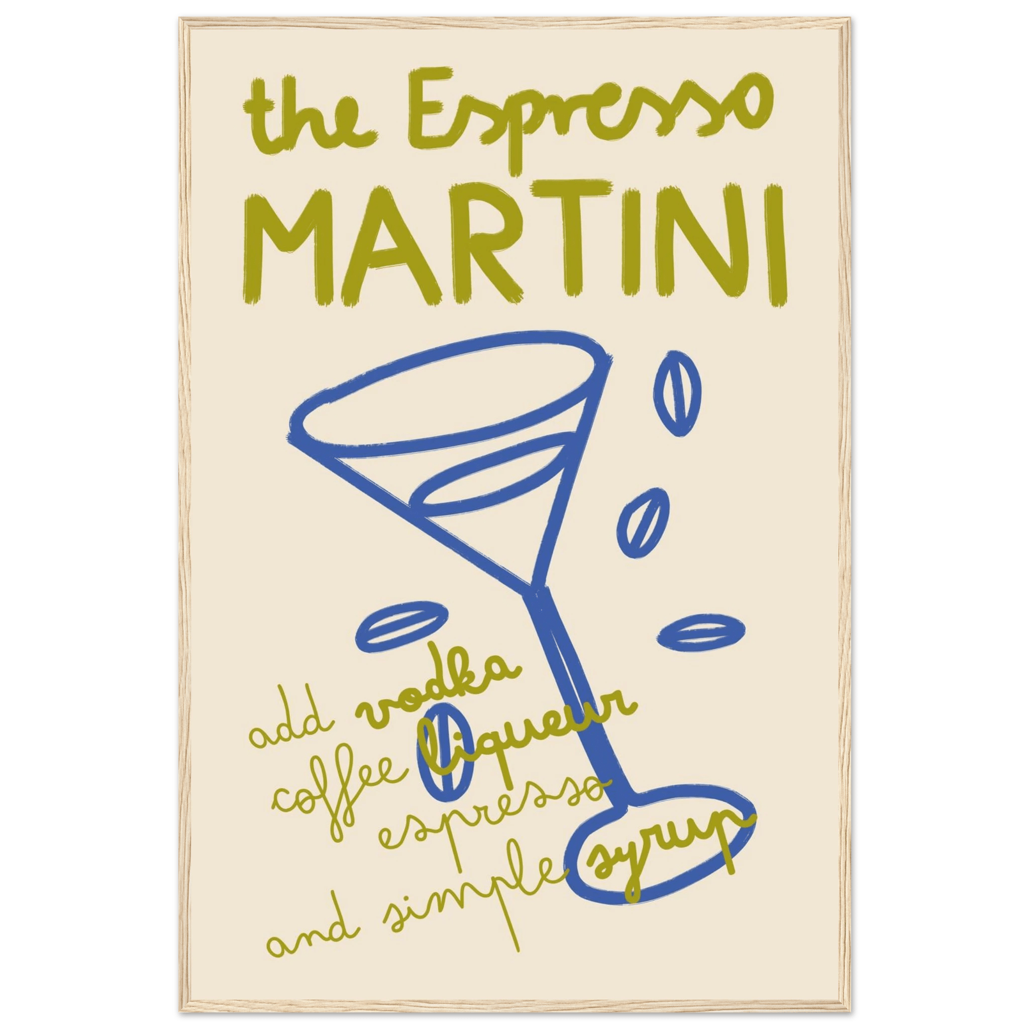 Espresso Martini Print | Cocktail Recipe Wall Art | Kitchen Bar Poster - Evergreen Posters