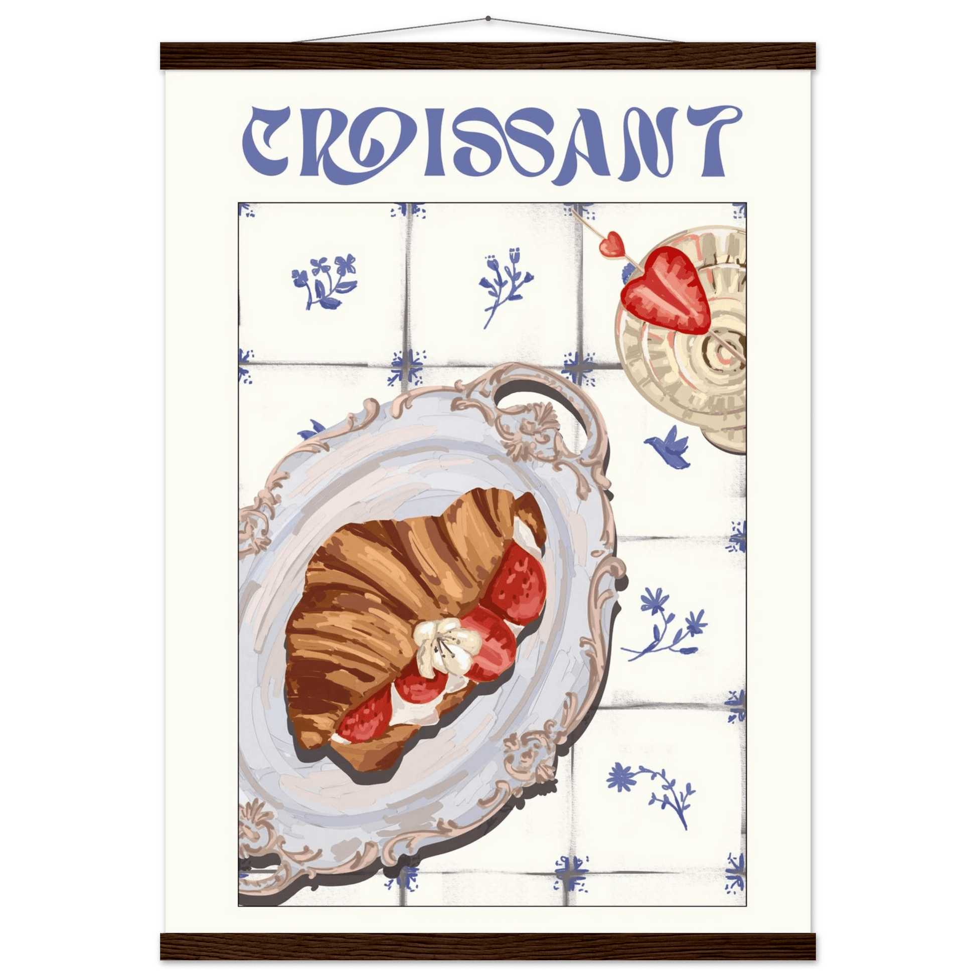 Croissant Poster – Charming French Breakfast Kitchen Wall Art Print (Digital & Printed Options) - Evergreen Posters