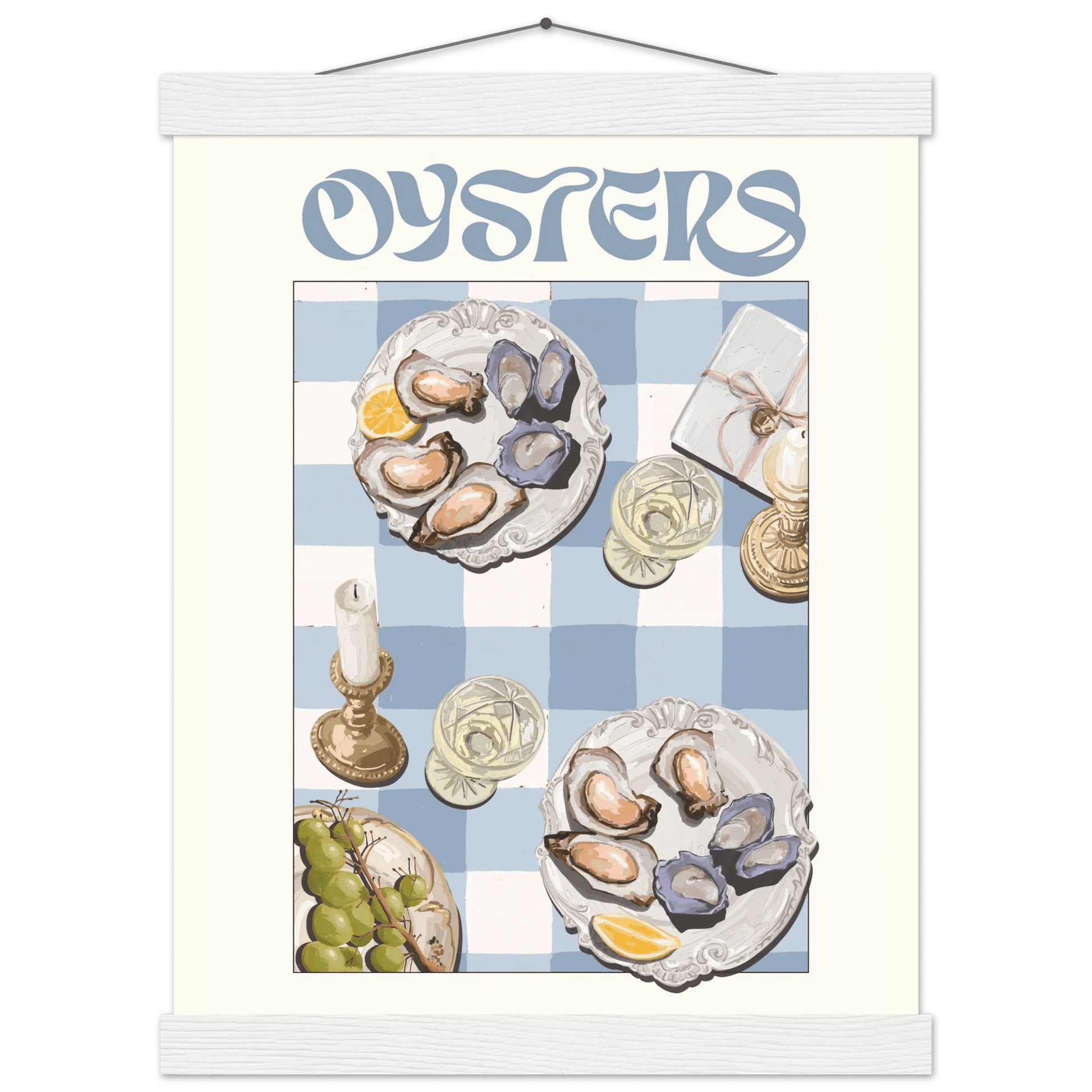 Oysters Poster – Playful Seafood Kitchen Wall Art Print (Digital & Printed Options) - Evergreen Posters