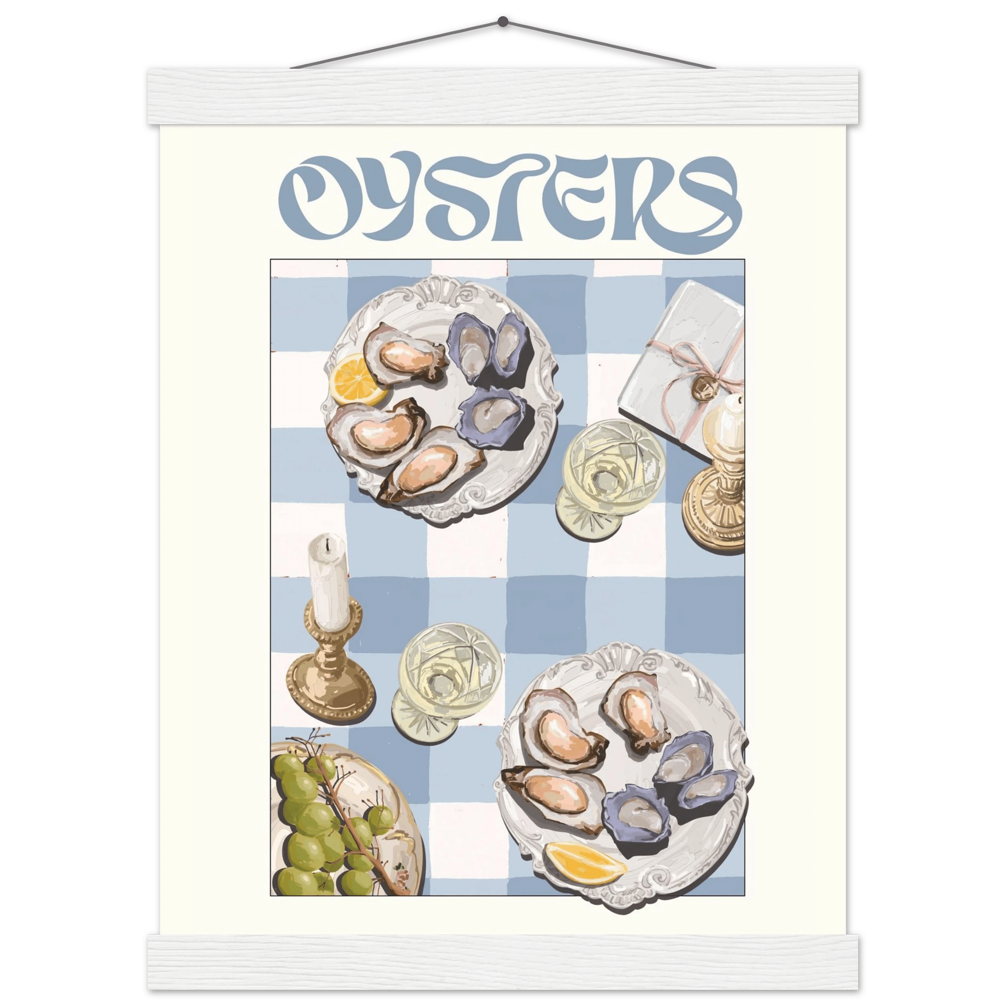 Oysters Poster – Playful Seafood Kitchen Wall Art Print (Digital & Printed Options) - Evergreen Posters