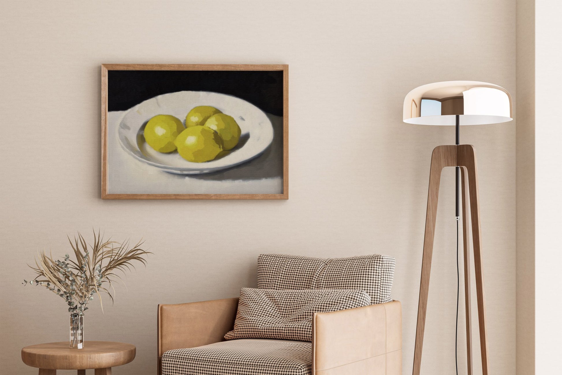 Lemons Print | Three Lemons Oil Painting Wall Art | Kitchen Still Life Poster - Evergreen Posters