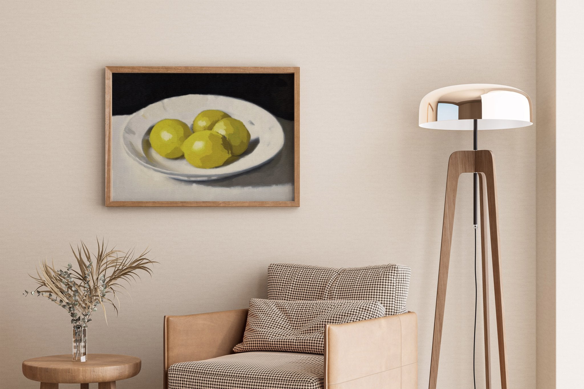 Lemons Print | Three Lemons Oil Painting Wall Art | Kitchen Still Life Poster - Evergreen Posters
