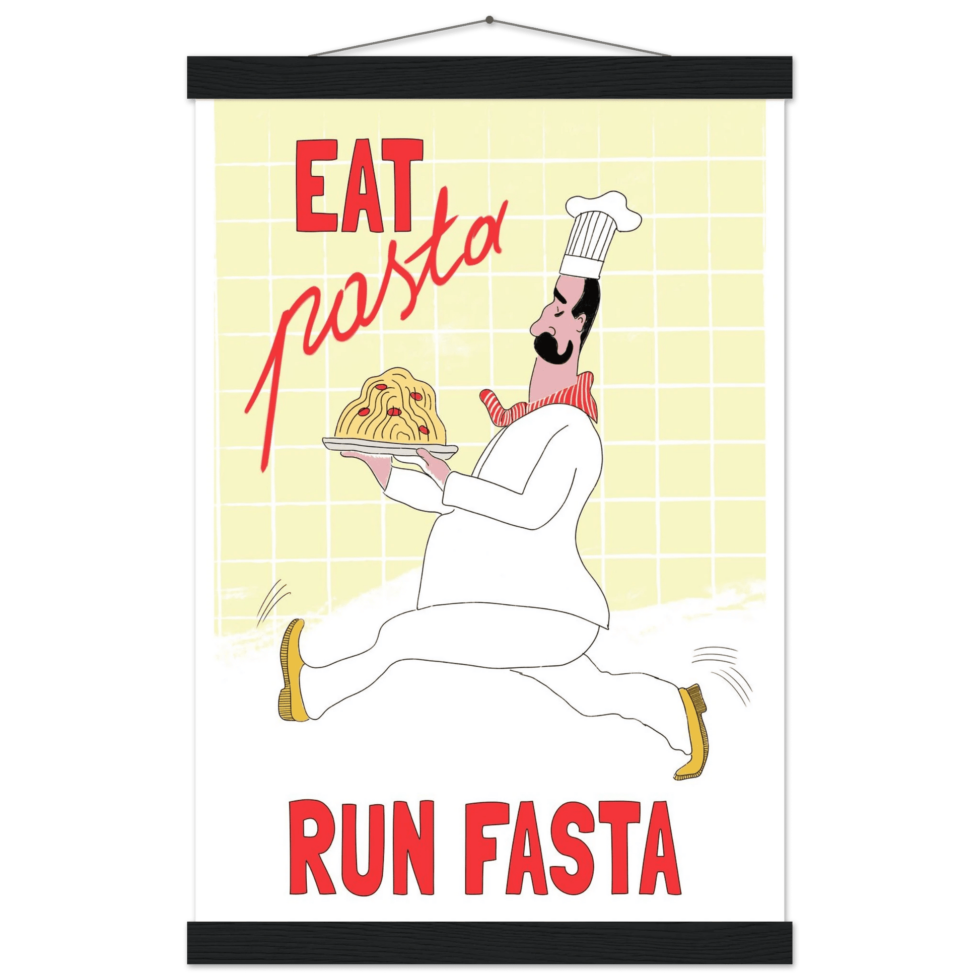 Eat Pasta Run Fasta Poster – Playful Kitchen Wall Art Print (Digital & Printed Options) - Evergreen Posters