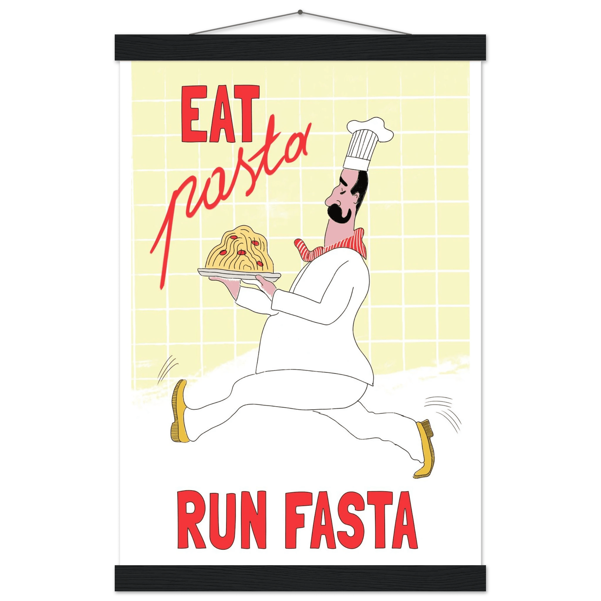 Eat Pasta Run Fasta Poster – Playful Kitchen Wall Art Print (Digital & Printed Options) - Evergreen Posters
