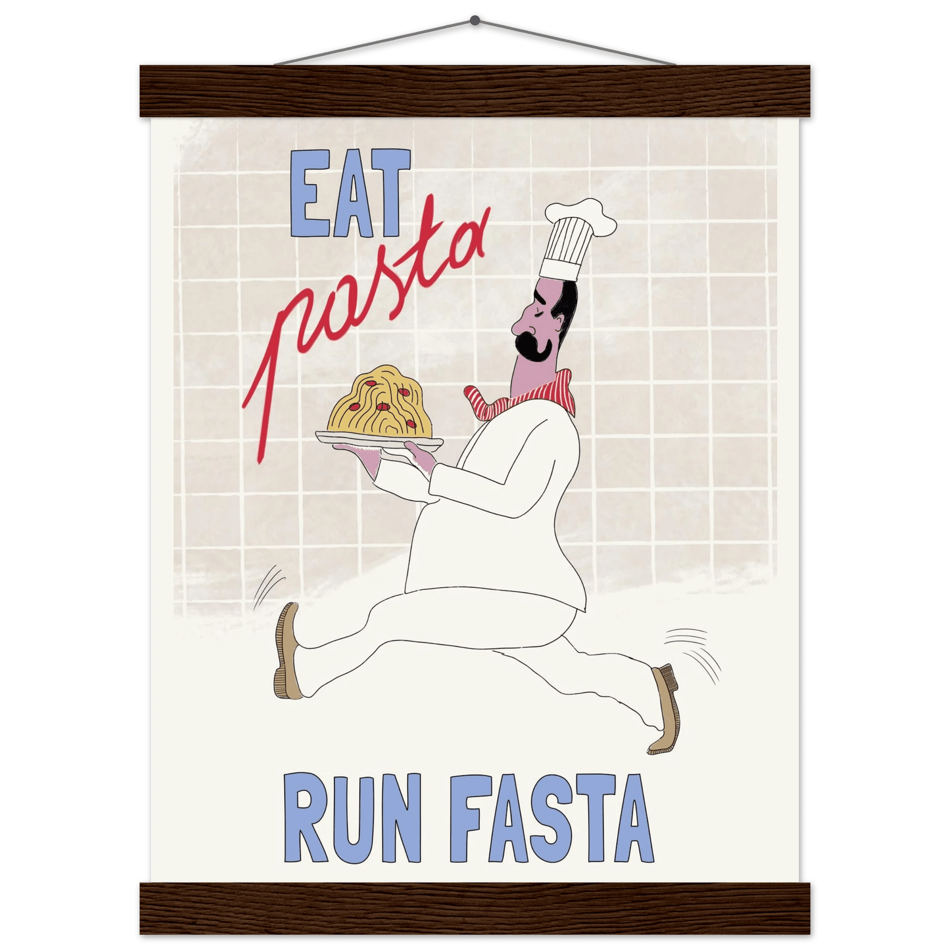 Eat Pasta Run Fasta Poster – Fun Kitchen Wall Art Print (Digital & Printed Options) - Evergreen Posters