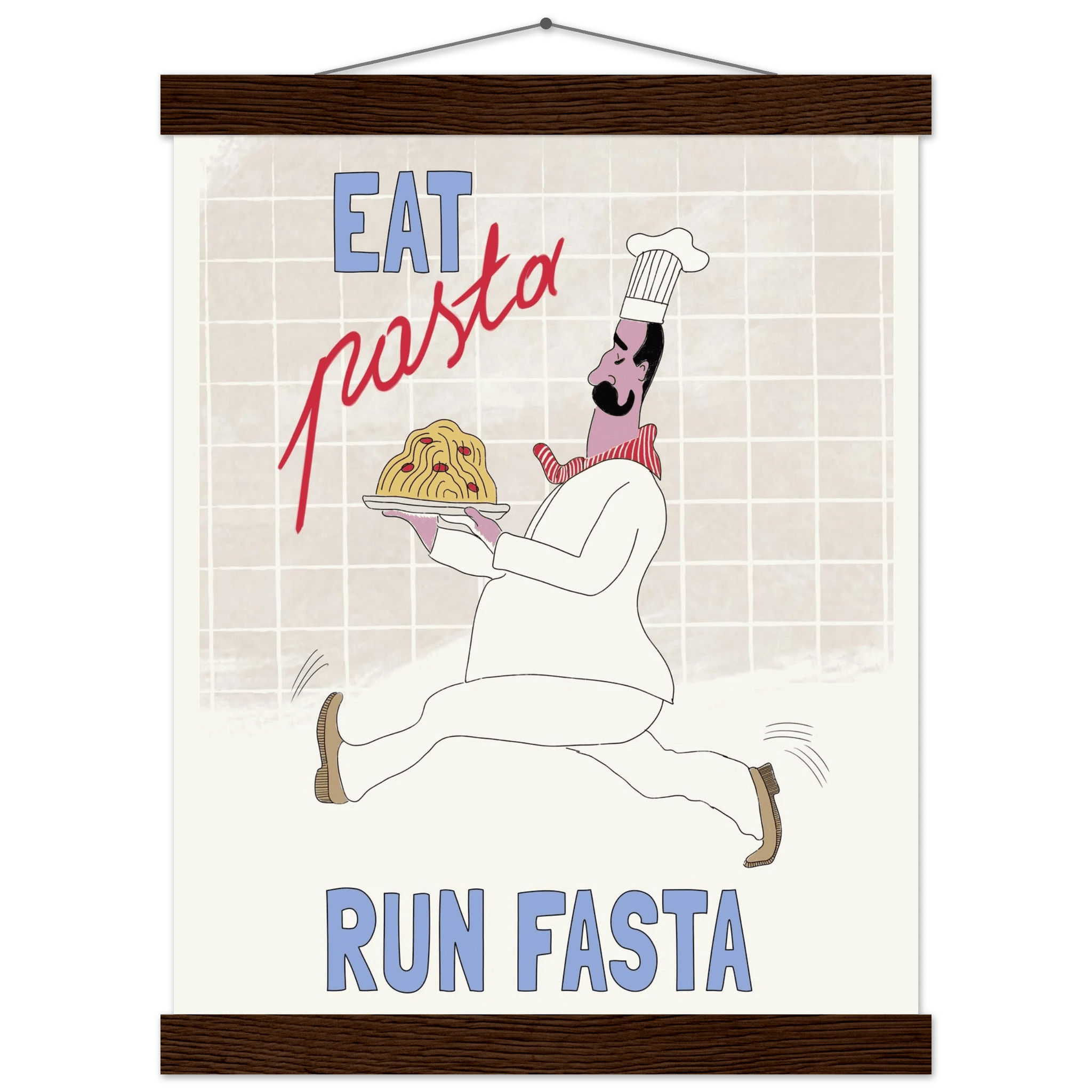 Eat Pasta Run Fasta Poster – Fun Kitchen Wall Art Print (Digital & Printed Options) - Evergreen Posters