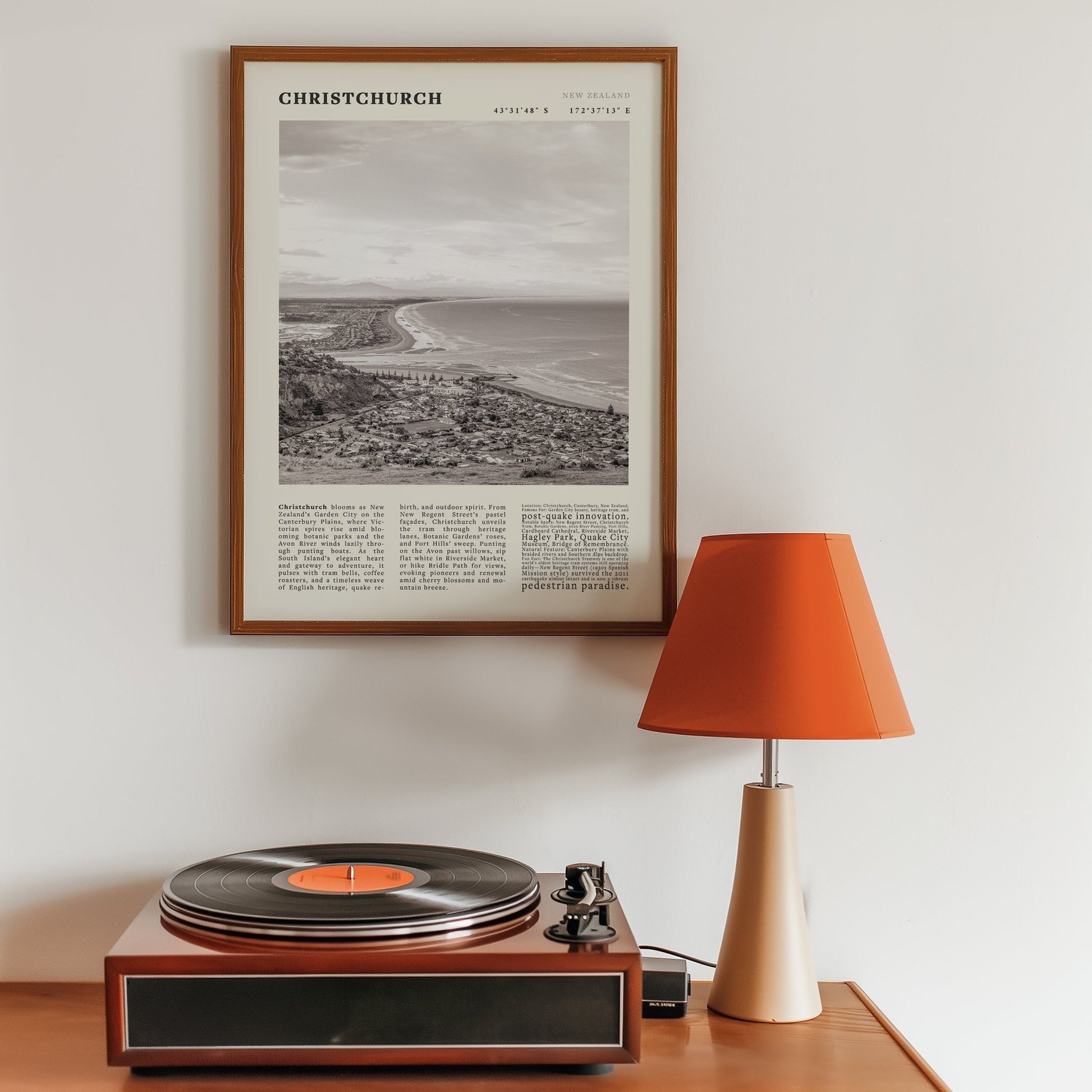 Christchurch New Zealand Poster Black and White – Vintage Garden City Panorama Print - Evergreen Posters