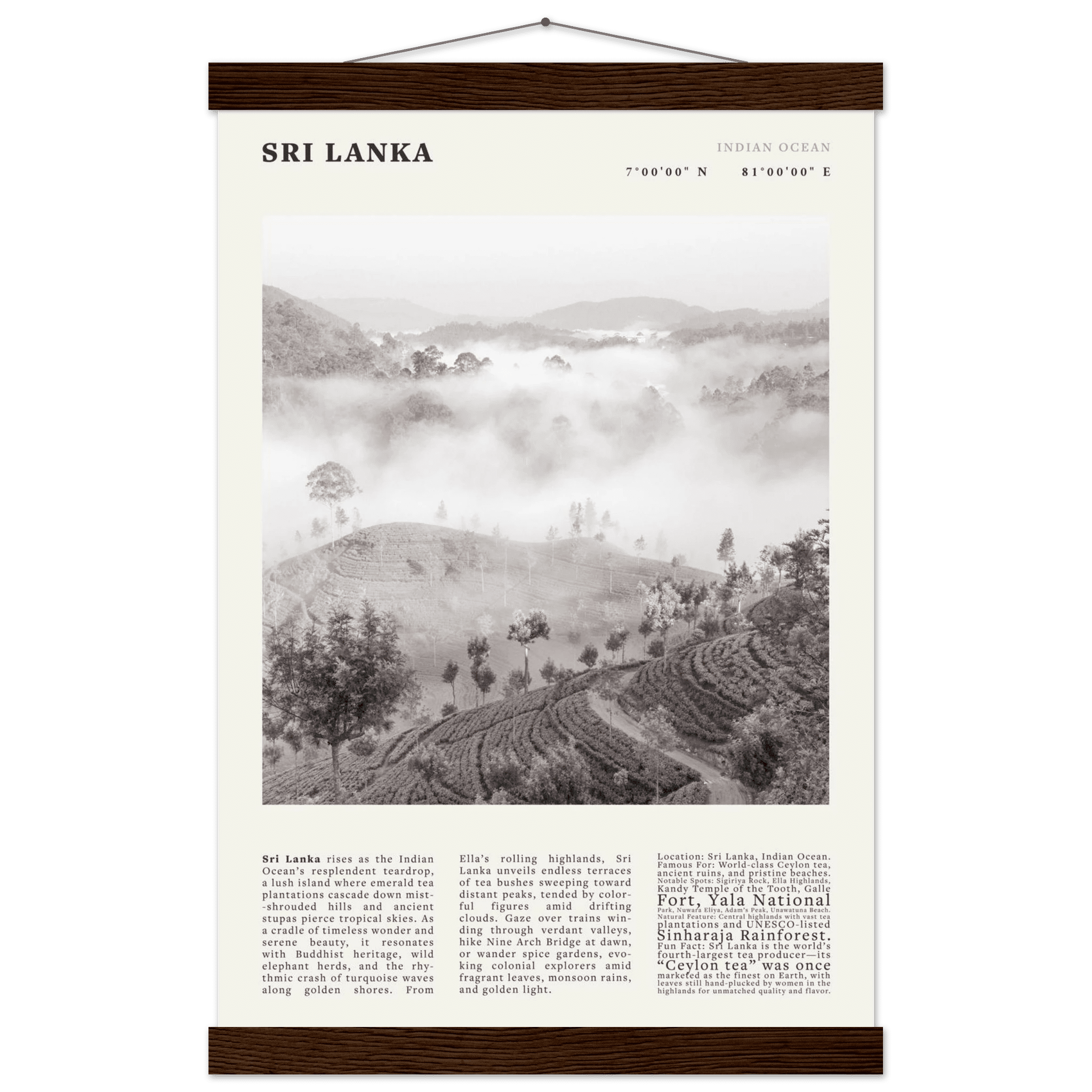 Sri Lanka Poster Black and White – Vintage Ceylon Tea Plantation Print (Digital & Printed Options) - Evergreen Posters