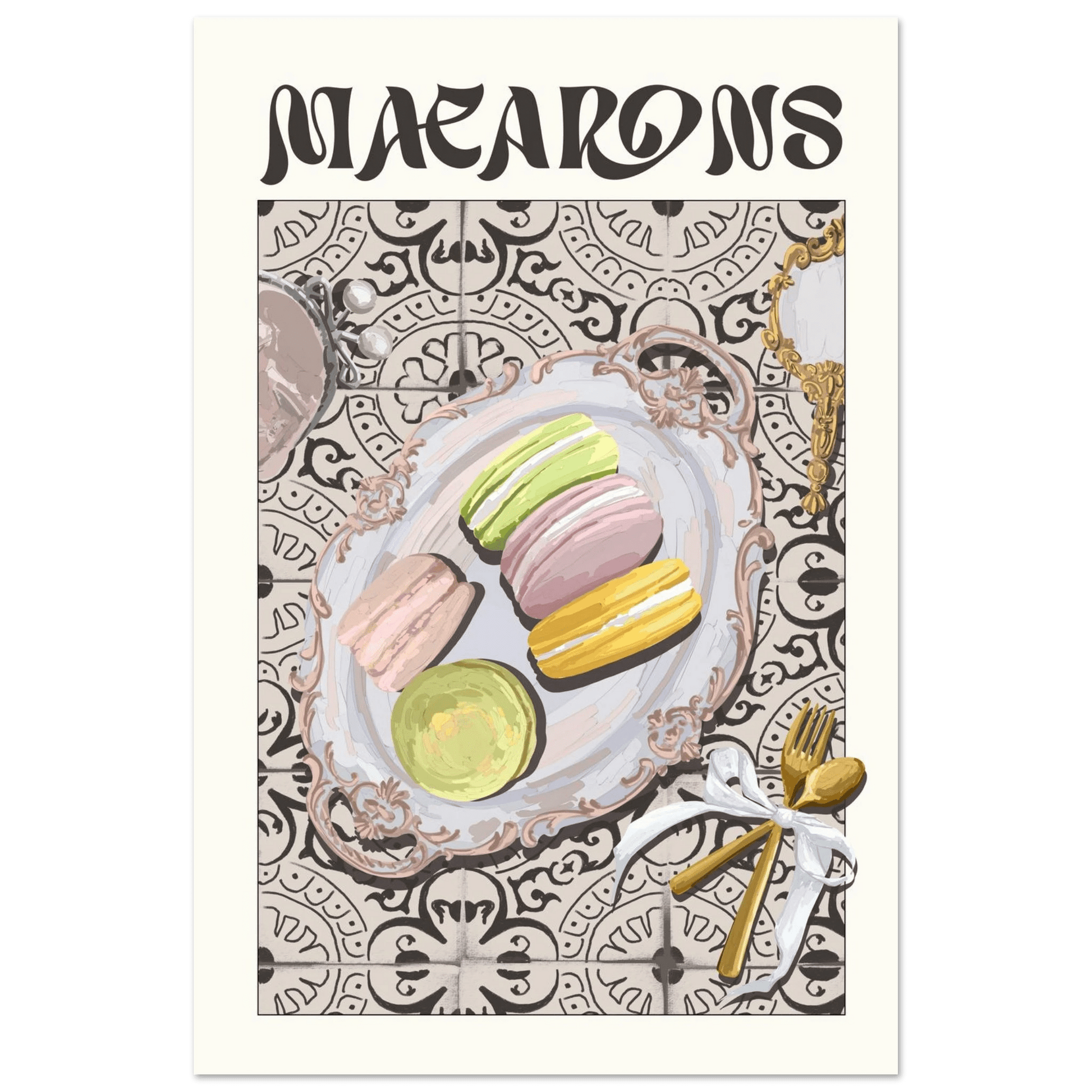 Macarons Poster – Playful French Patisserie Kitchen Wall Art Print (Digital & Printed Options) - Evergreen Posters