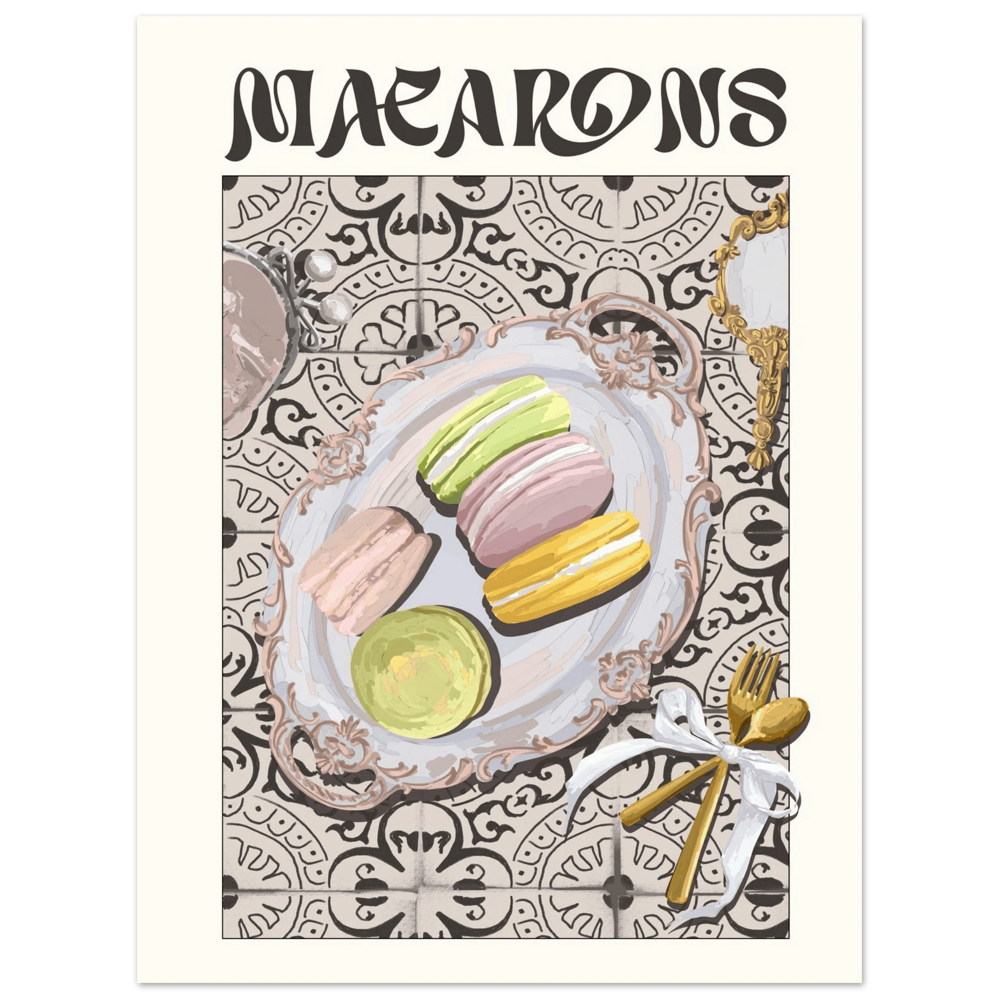 Macarons Poster – Playful French Patisserie Kitchen Wall Art Print (Digital & Printed Options) - Evergreen Posters