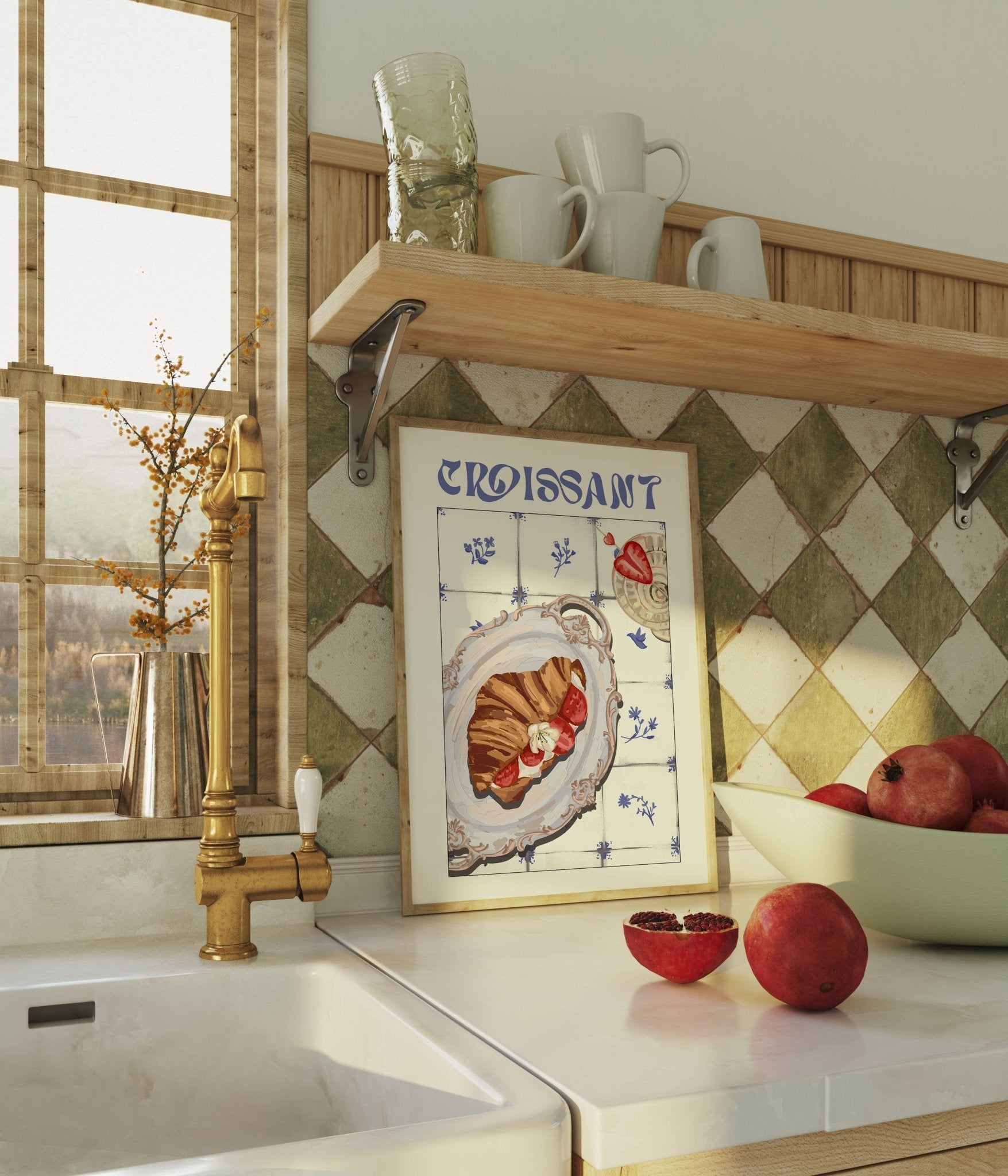 Croissant Poster – Charming French Breakfast Kitchen Wall Art Print (Digital & Printed Options) - Evergreen Posters