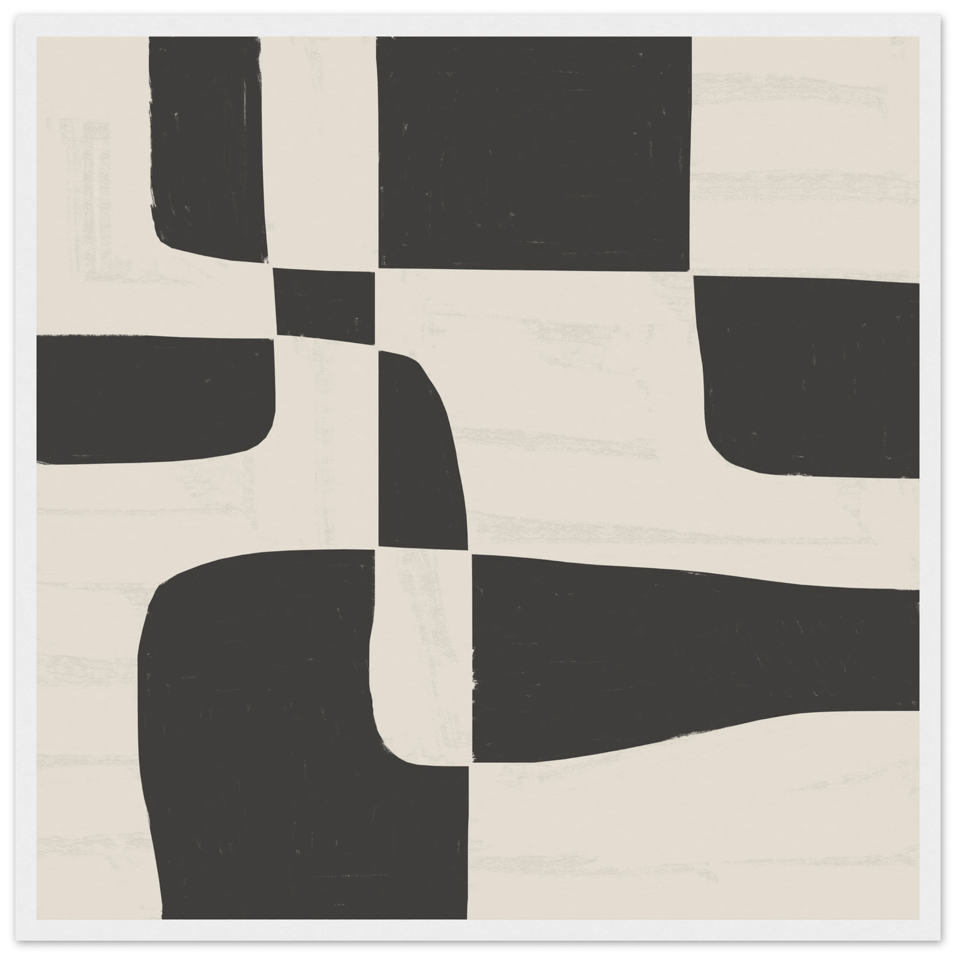 Black & White Abstract Poster | Minimalist Geometric Wall Art | Modern Living Room Print - Evergreen Posters