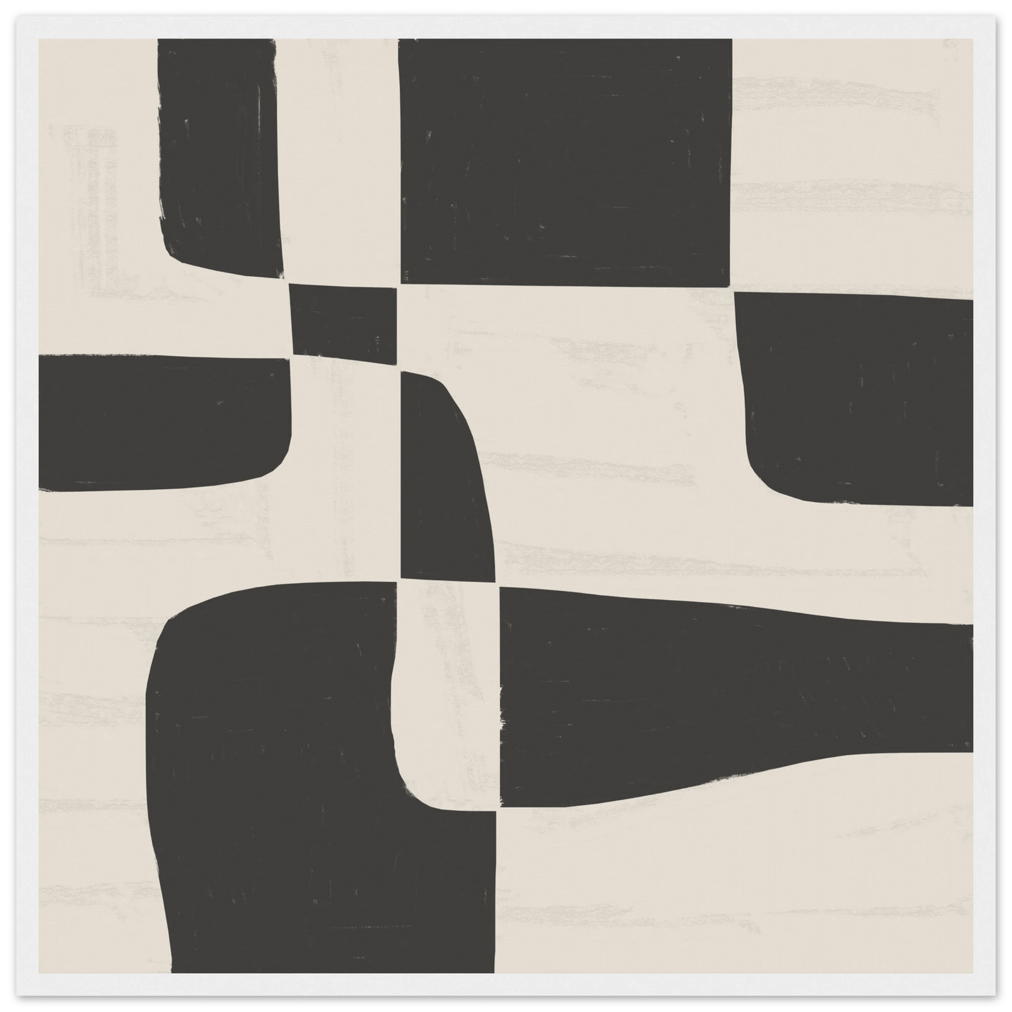 Black & White Abstract Poster | Minimalist Geometric Wall Art | Modern Living Room Print - Evergreen Posters