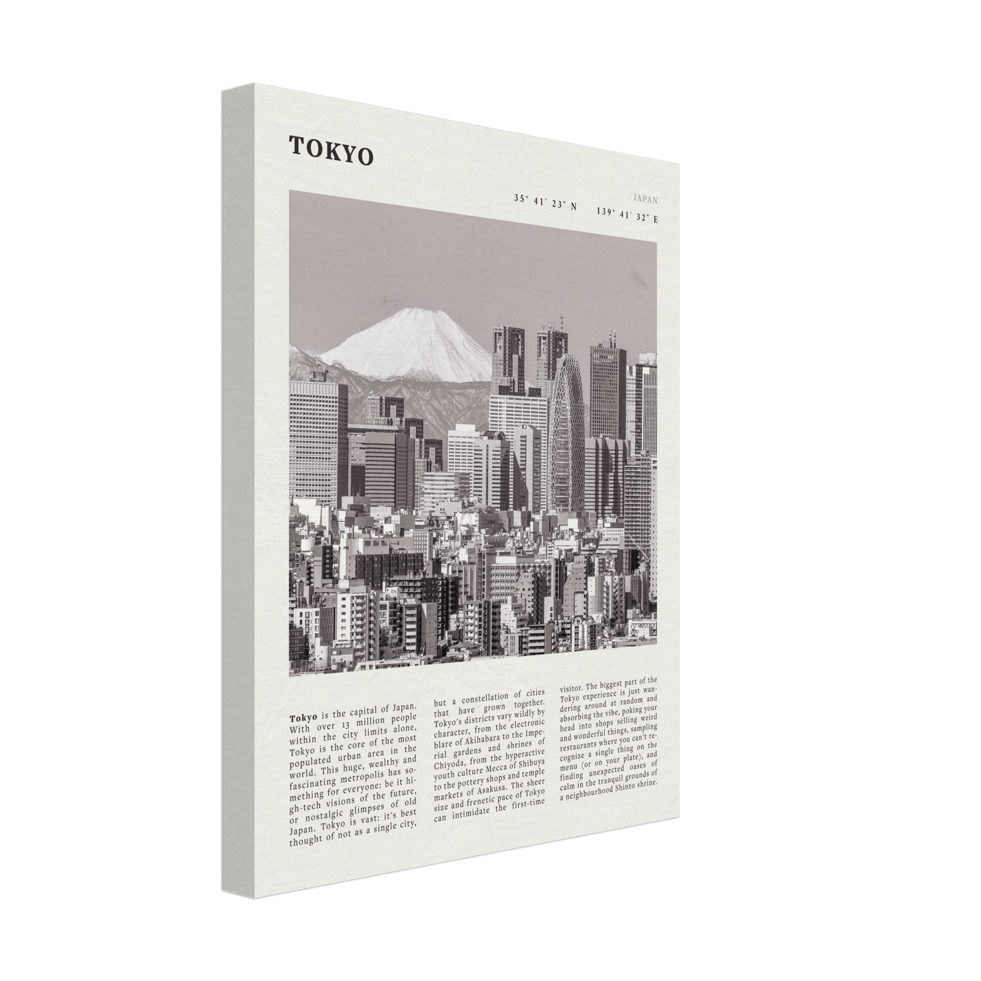 Tokyo Poster | Black & White Mount Fuji Skyline Wall Art | Japan Travel Print - Evergreen Posters