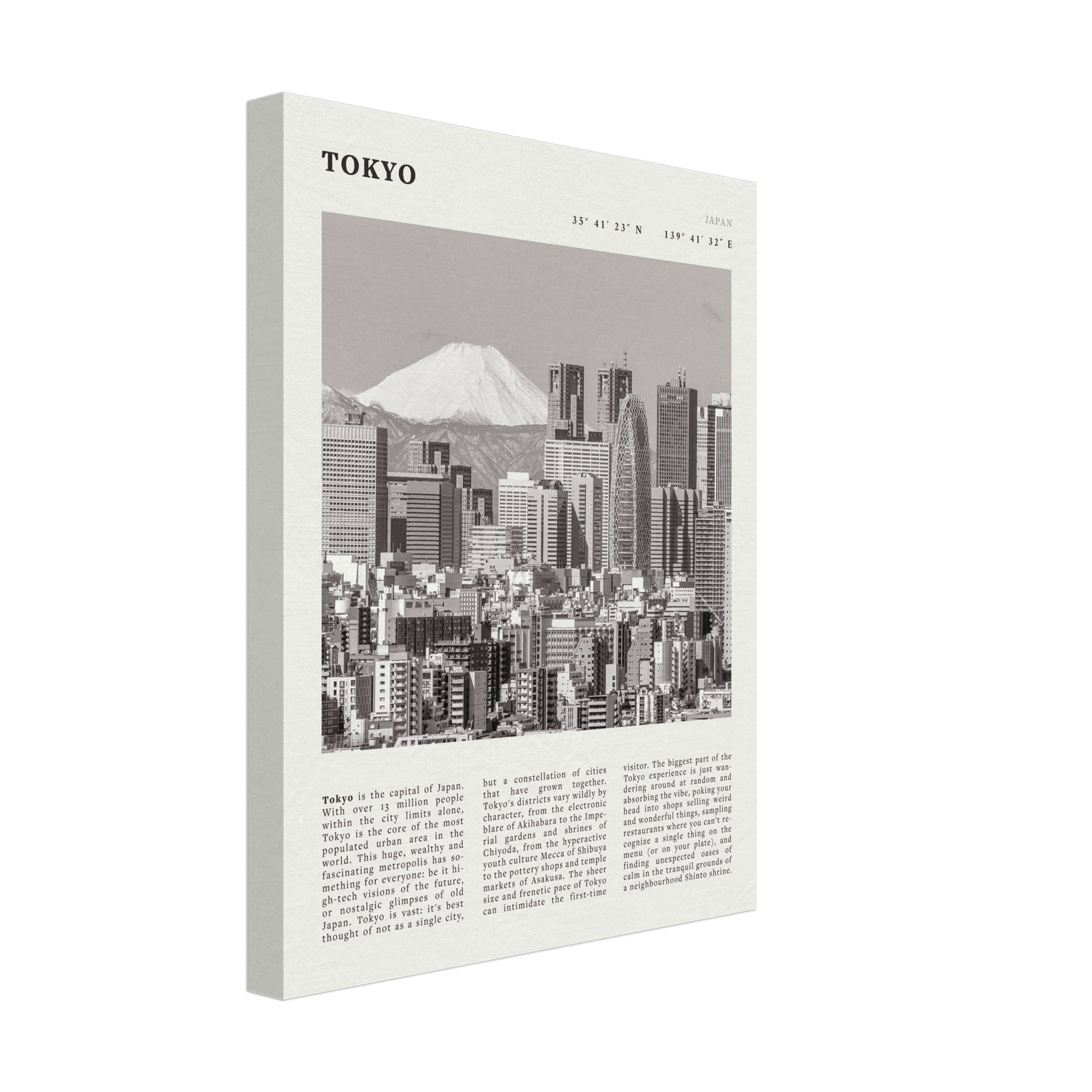 Tokyo Poster | Black & White Mount Fuji Skyline Wall Art | Japan Travel Print - Evergreen Posters
