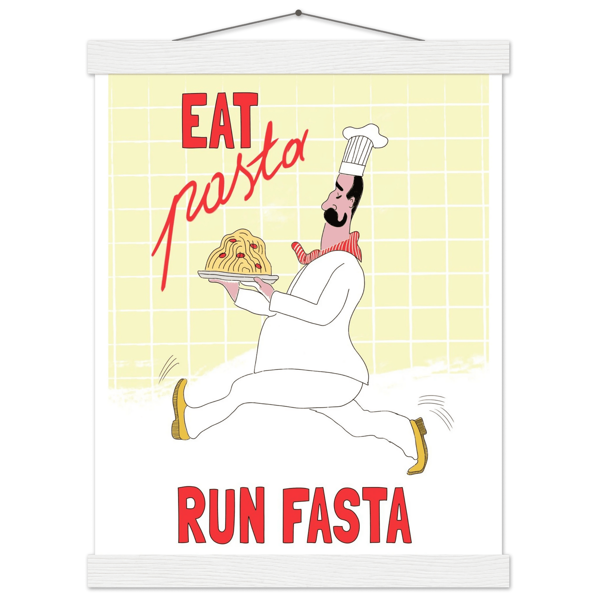 Eat Pasta Run Fasta Poster – Playful Kitchen Wall Art Print (Digital & Printed Options) - Evergreen Posters
