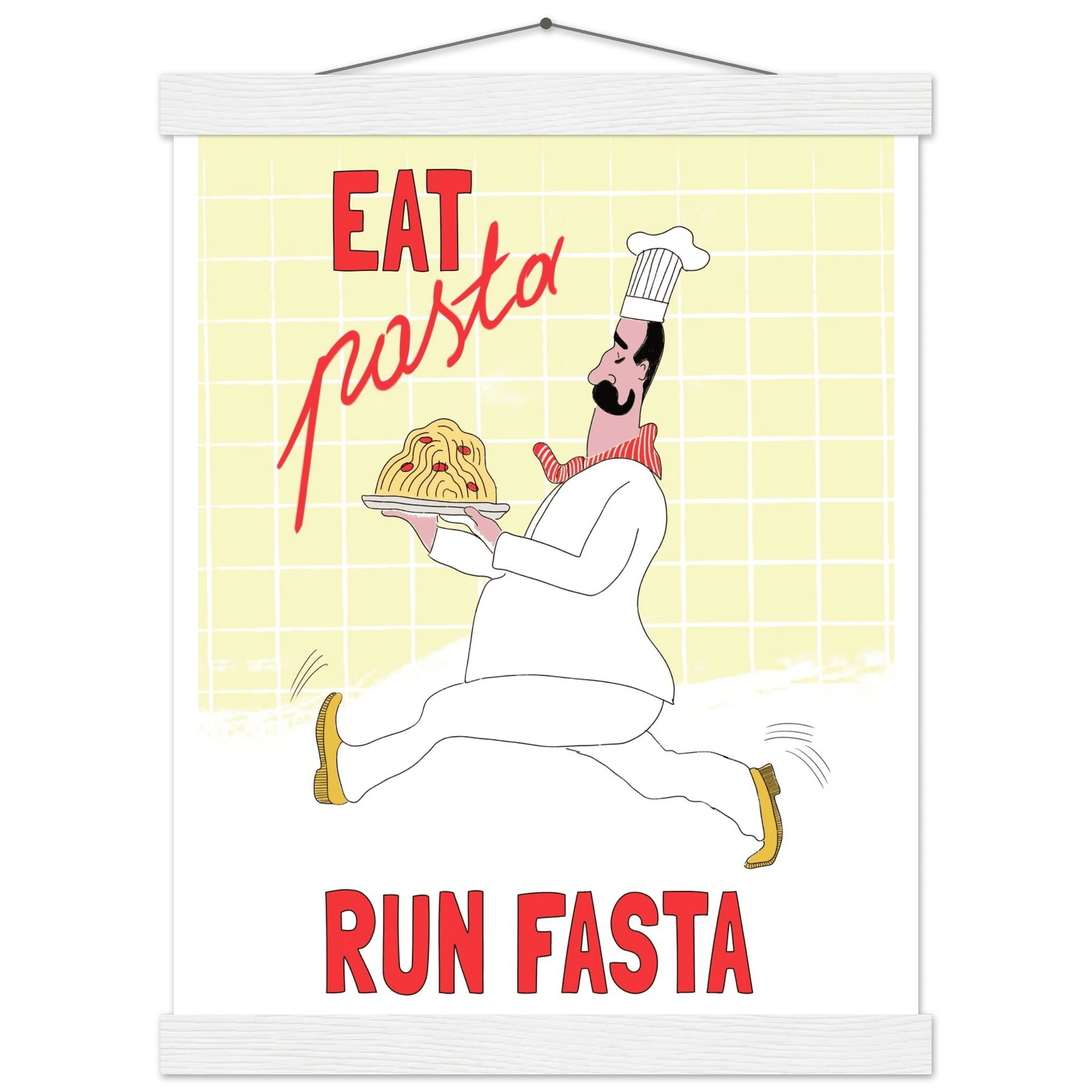 Eat Pasta Run Fasta Poster – Playful Kitchen Wall Art Print (Digital & Printed Options) - Evergreen Posters
