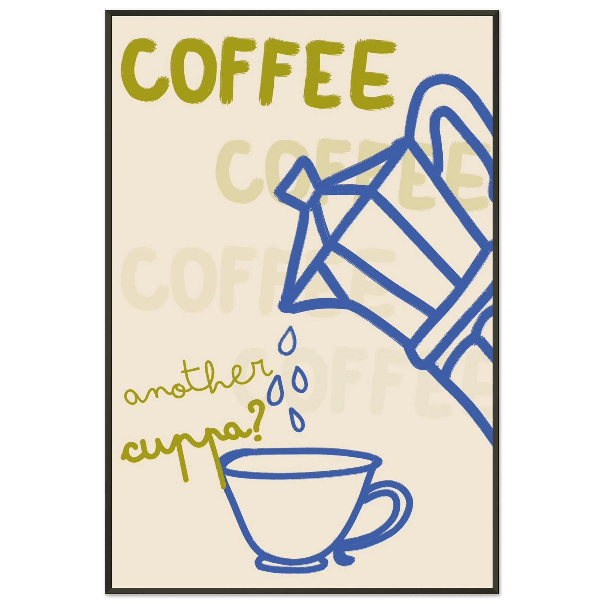 Coffee Print | Another Cuppa Moka Pot Wall Art | Kitchen Coffee Poster - Evergreen Posters